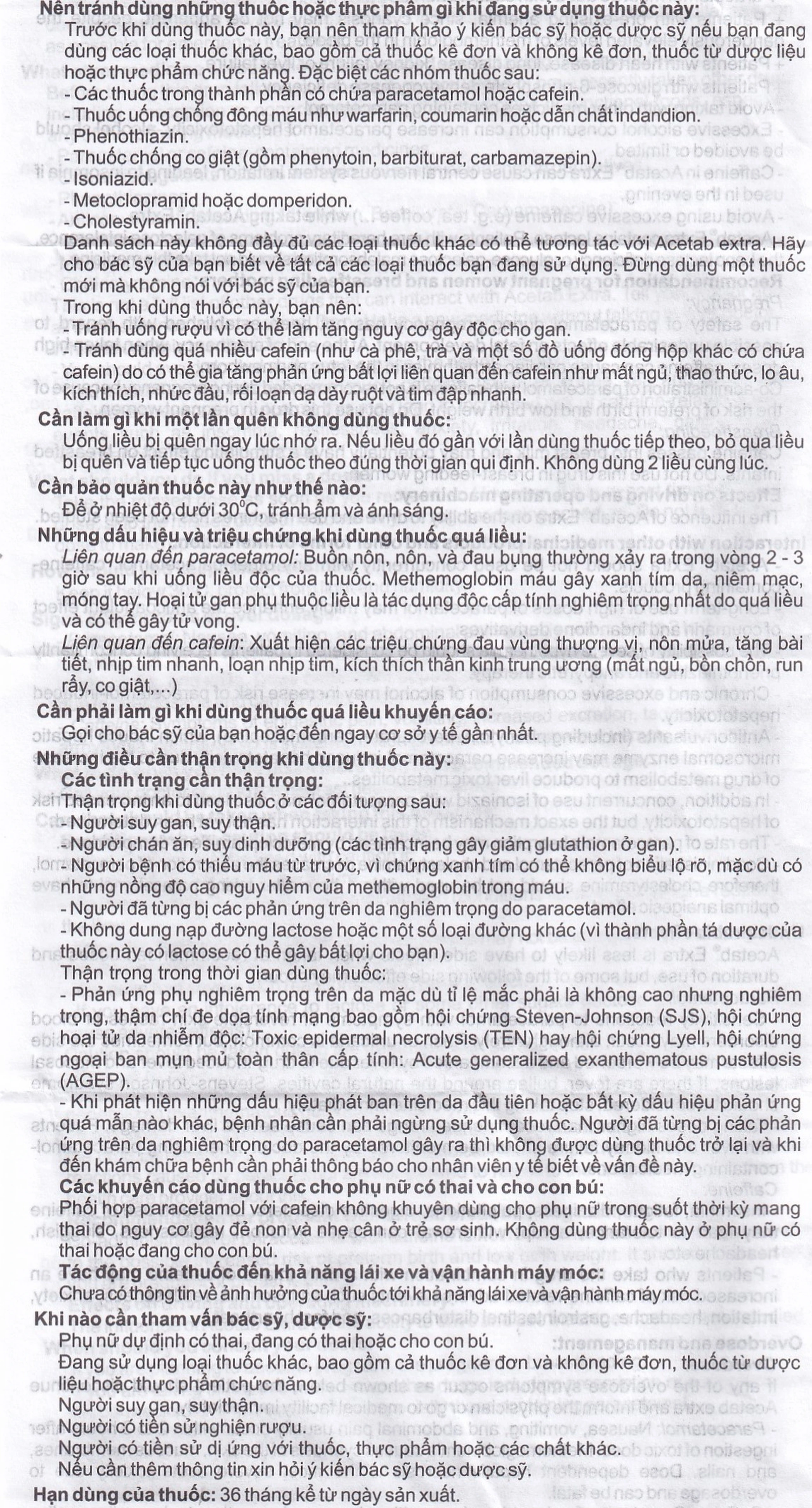 Thuốc Acetab Extra Agimexpharm điều trị triệu chứng cảm cúm (10 vỉ x 10 viên)