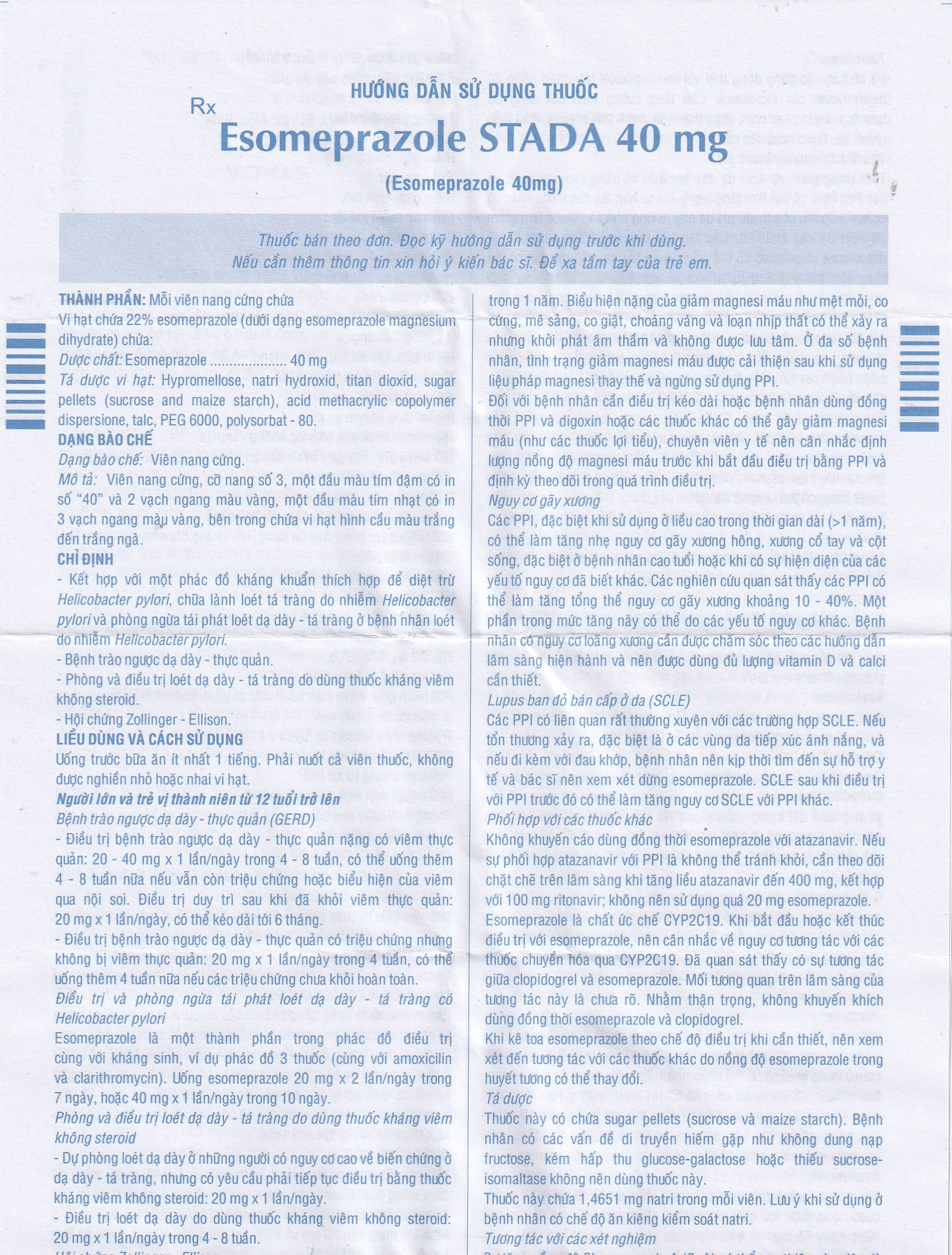 Thuốc Esomeprazole Stada 40mg điều trị trào ngược dạ dày, thực quản (2 vỉ x 10 viên)