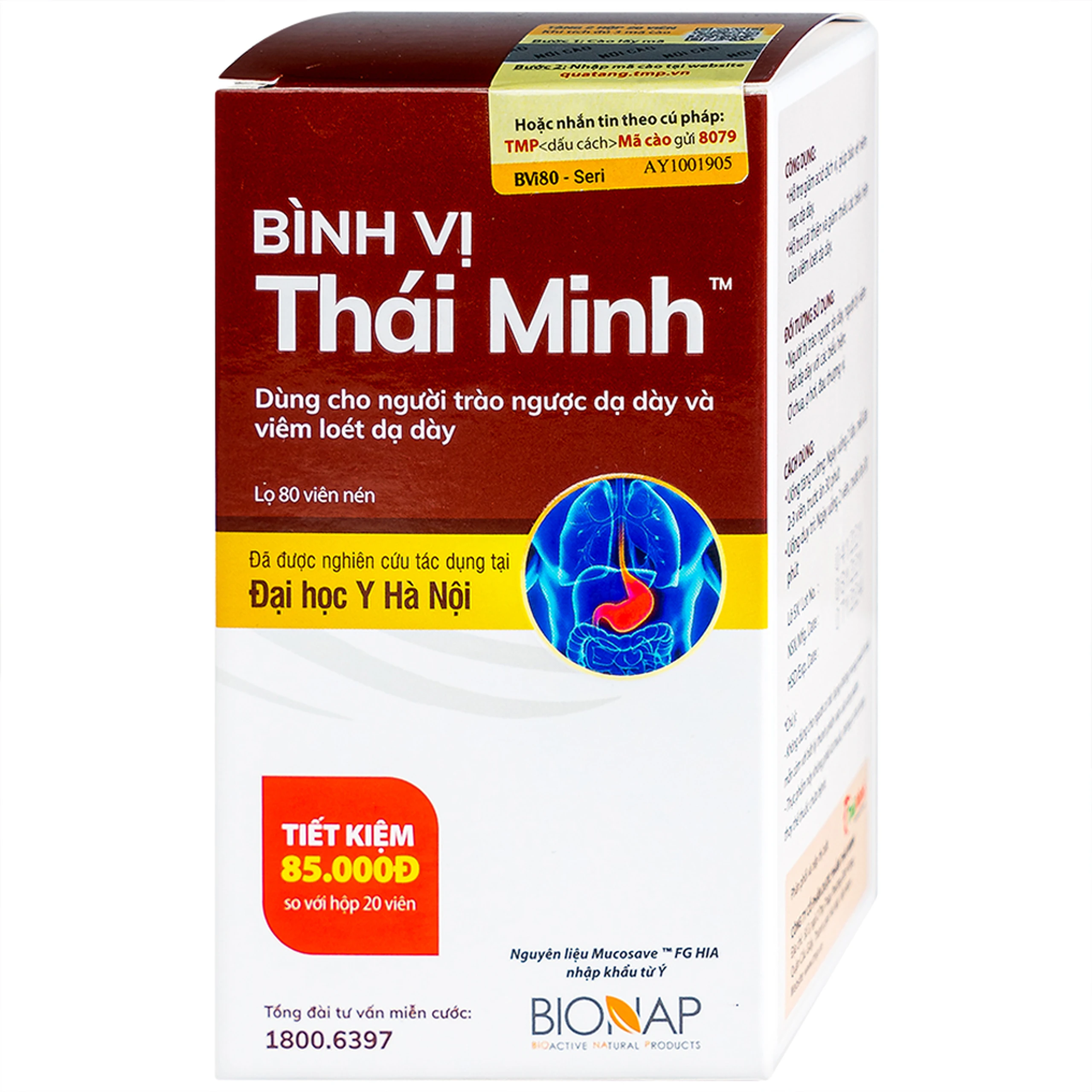 Viên uống giảm acid dịch vị Bình Vị Thái Minh (80 viên)