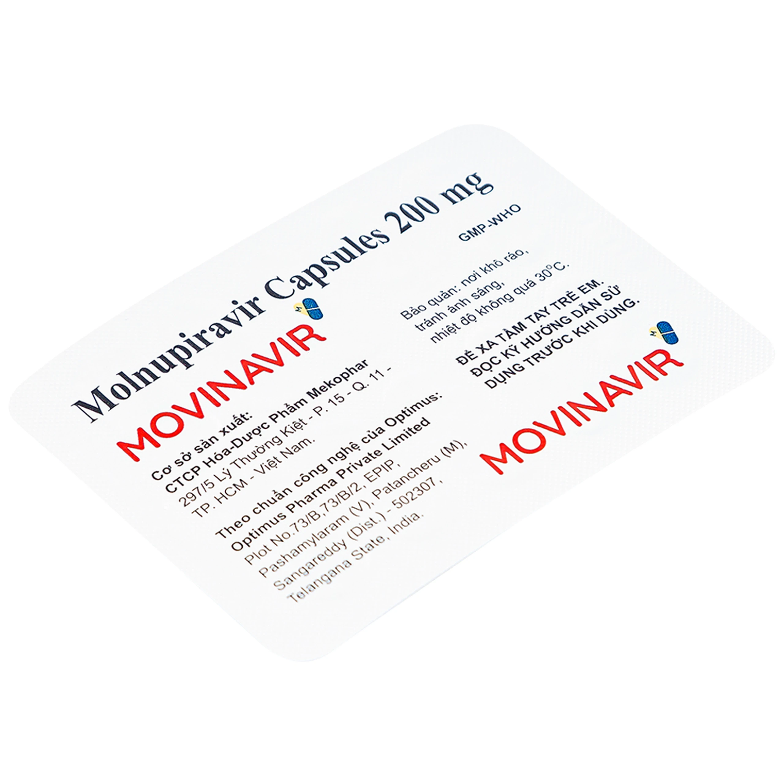 Thuốc Movinavir 200mg Mekophar điều trị Covid-19 mức độ nhẹ đến trung bình (10 vỉ x 10 viên)