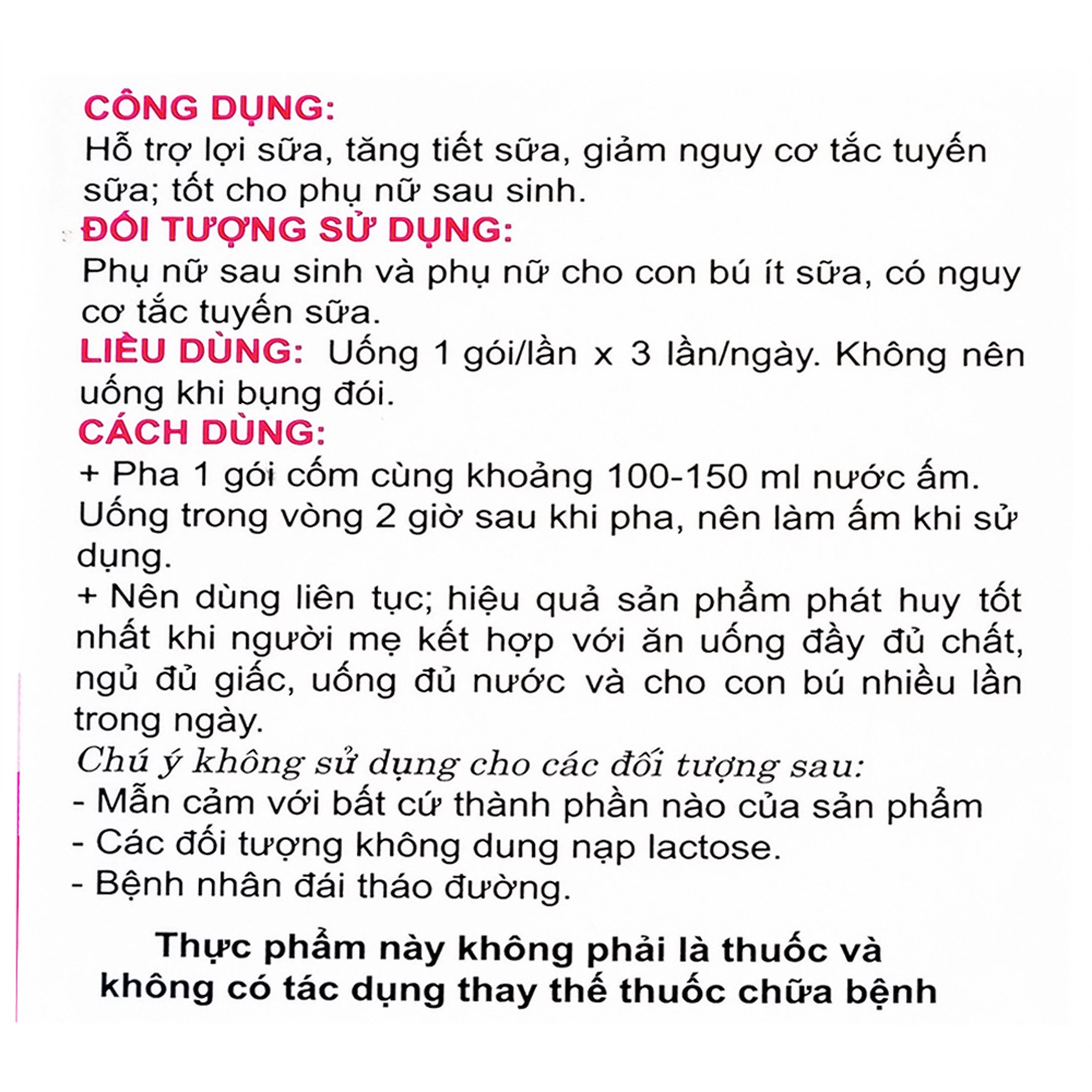 Cốm lợi sữa hỗ trợ lợi sữa, tăng tiết sữa cho phụ nữ sau sinh TT.Galac Traphaco (20 gói x 3g)