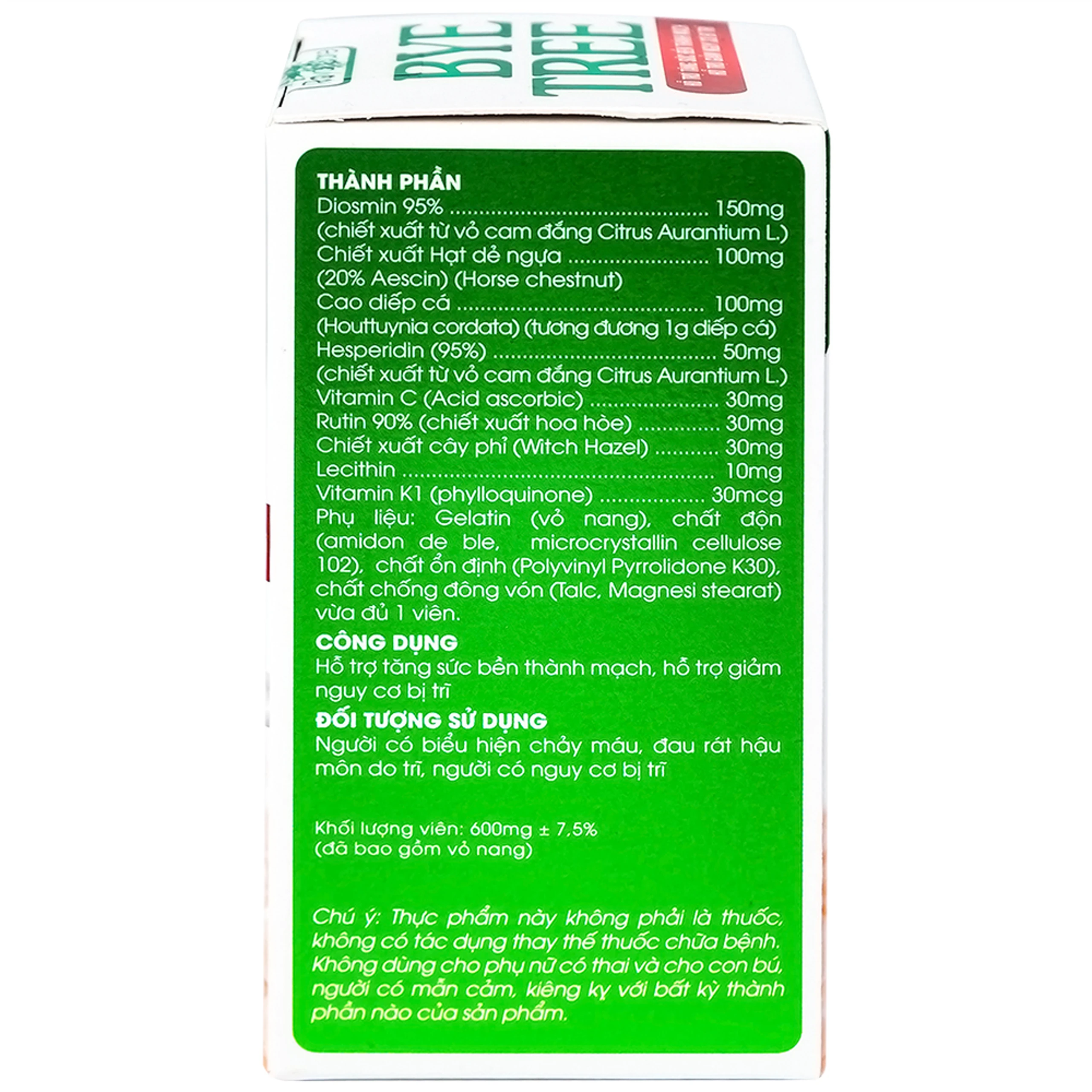 Viên uống hỗ trợ giảm nguy cơ bị trĩ Bye Tree Royal Care (60 viên)