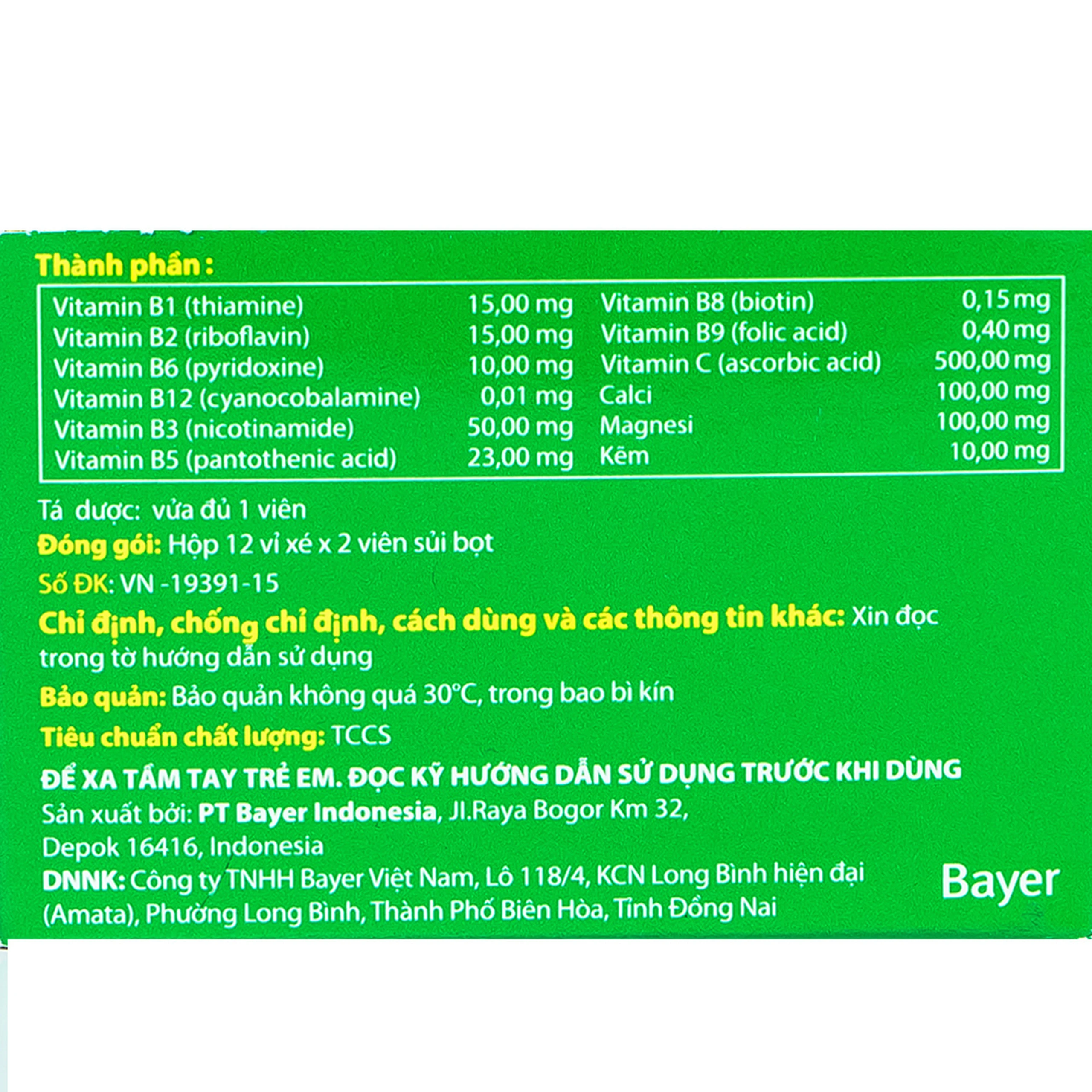 Viên sủi Berocca Performance Orange Bayer bổ sung vitamin và khoáng chất (12 vỉ x 2 viên)