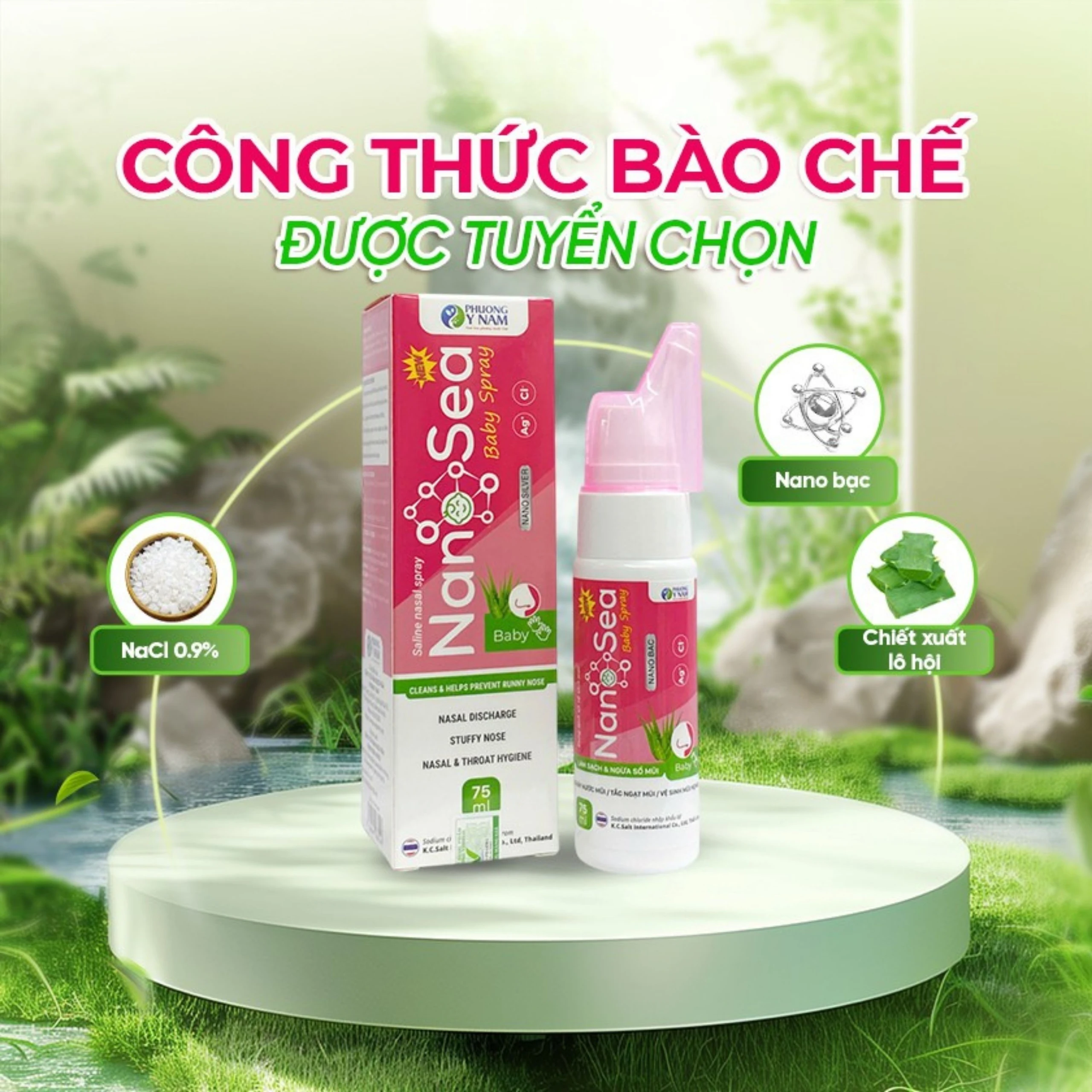 Xịt mũi muối biển Nano Sea Baby Spray trẻ em 75ml giúp làm sạch, ngừa sổ mũi