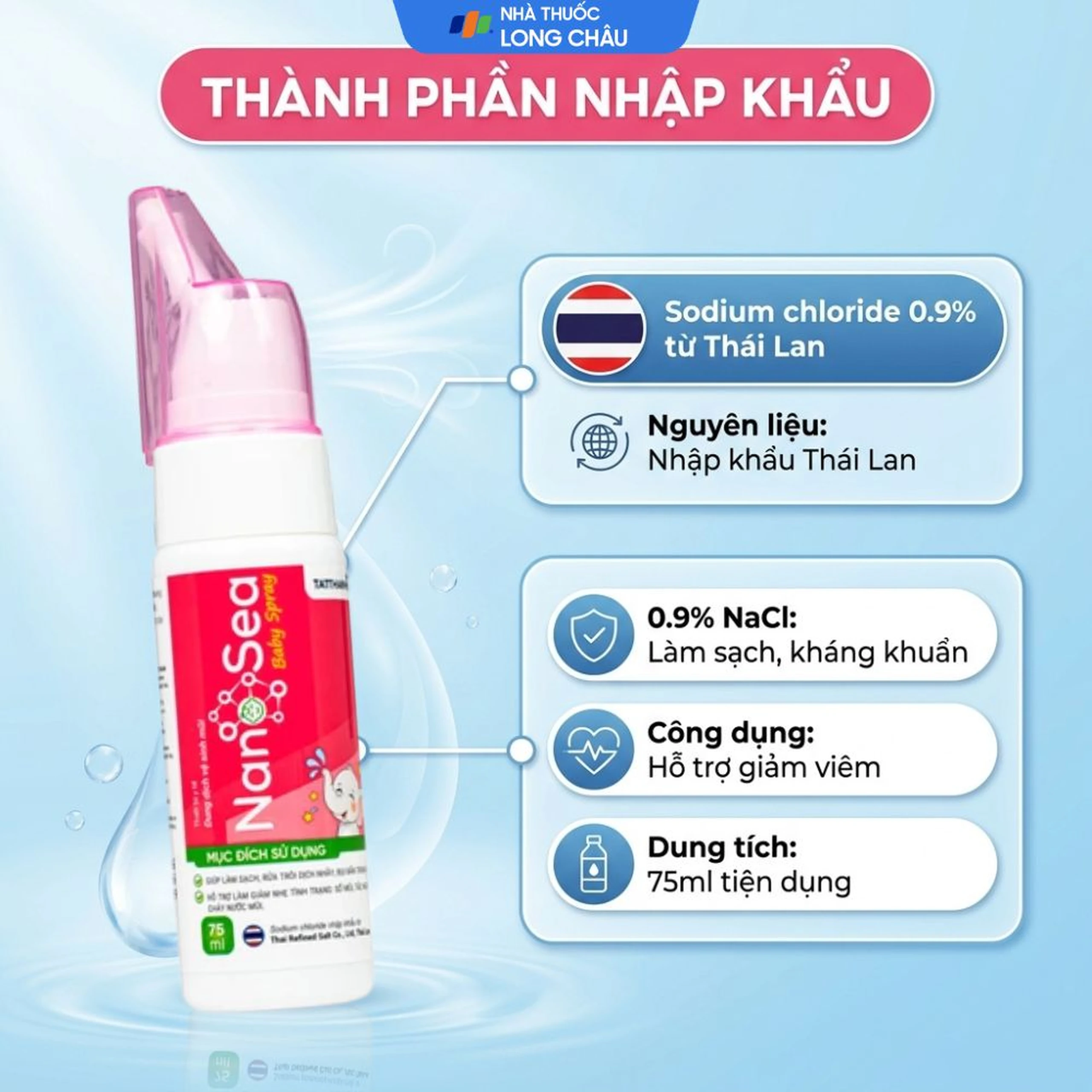 Xịt mũi muối biển Nano Sea Baby Spray trẻ em 75ml giúp làm sạch, ngừa sổ mũi 3