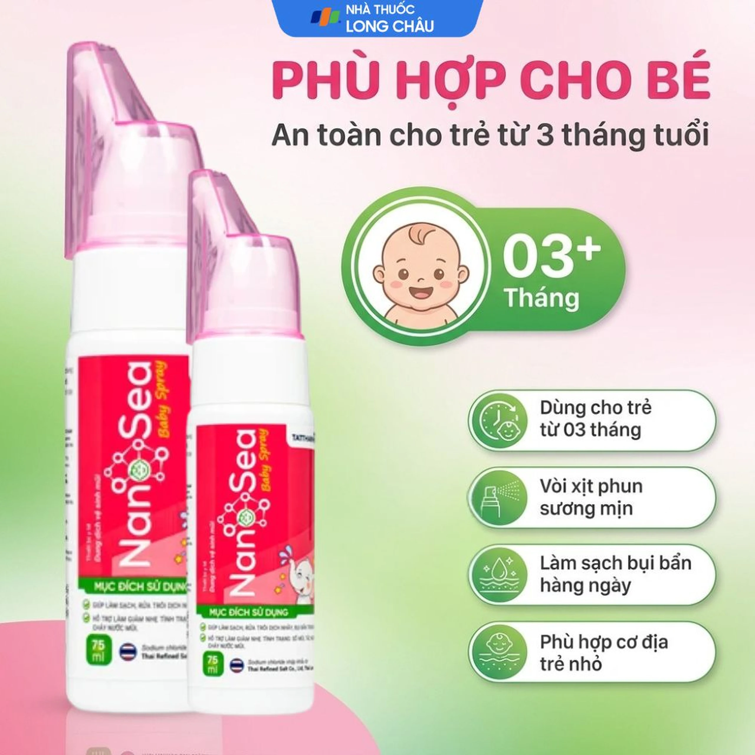 Xịt mũi muối biển Nano Sea Baby Spray trẻ em 75ml giúp làm sạch, ngừa sổ mũi 4