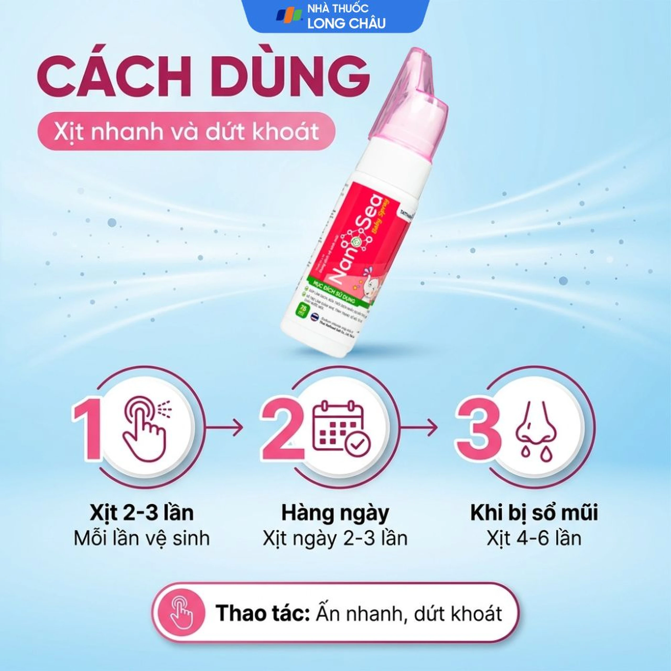 Xịt mũi muối biển Nano Sea Baby Spray trẻ em 75ml giúp làm sạch, ngừa sổ mũi 5