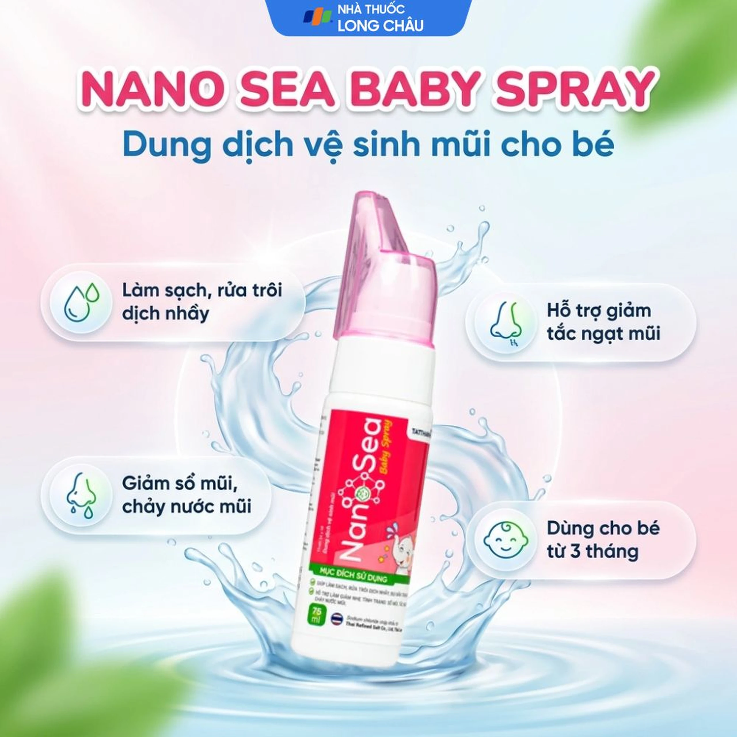 Xịt mũi muối biển Nano Sea Baby Spray trẻ em 75ml giúp làm sạch, ngừa sổ mũi 2