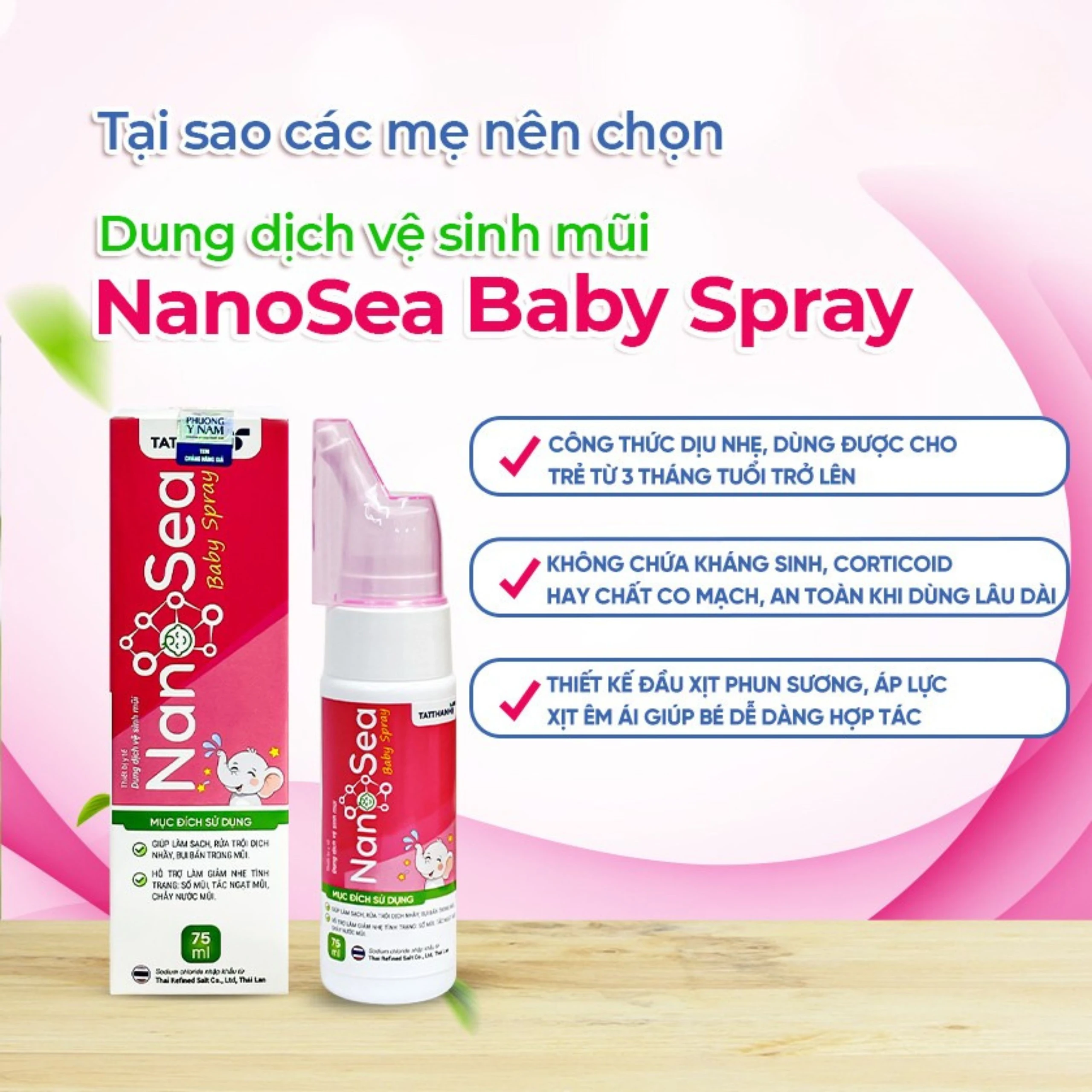 Xịt mũi muối biển Nano Sea Baby Spray trẻ em 75ml giúp làm sạch, ngừa sổ mũi 3