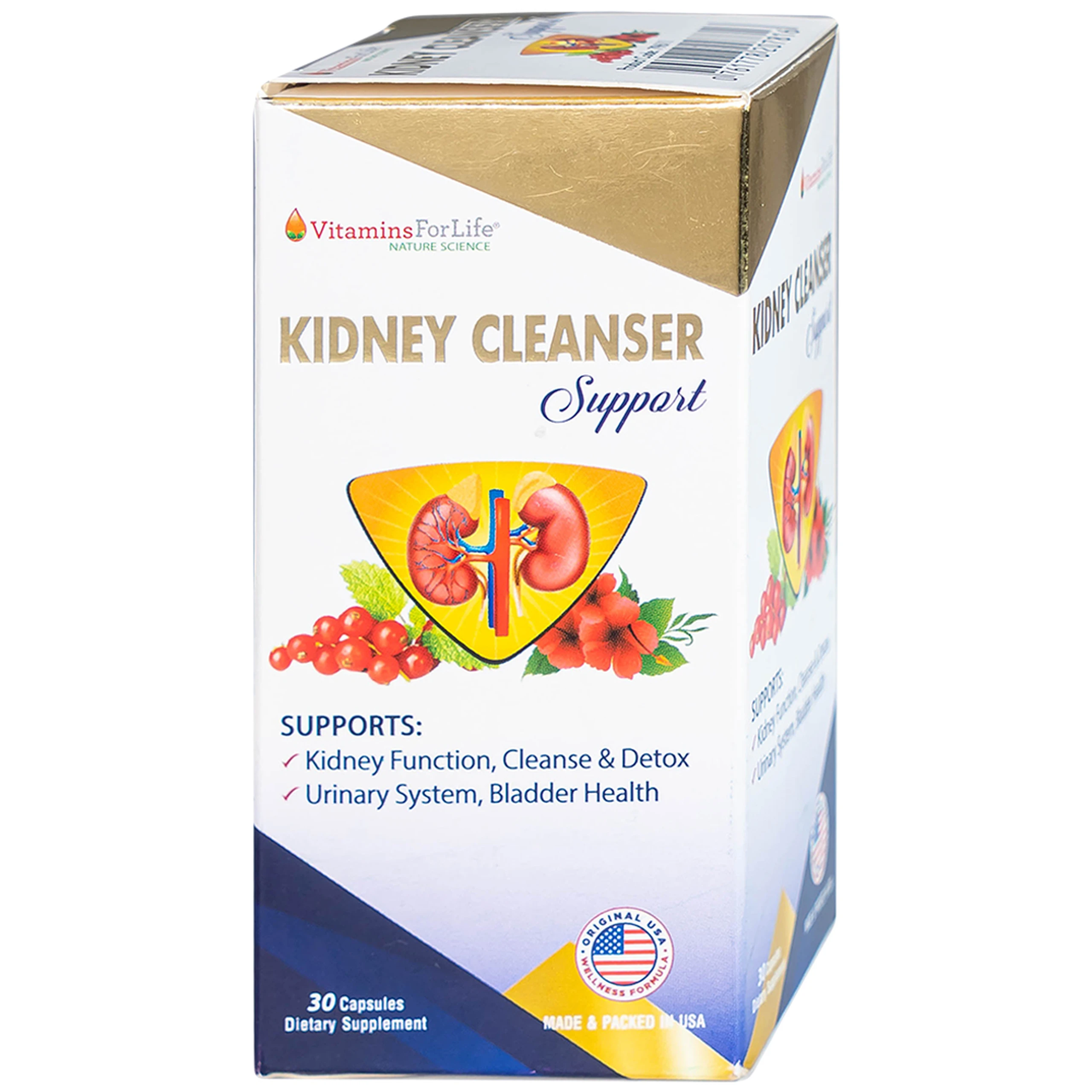 Viên uống bổ thận, hỗ trợ giảm nguy cơ viêm đường tiết niệu Kidney Cleanser Support Vitamins For Life (30 viên)