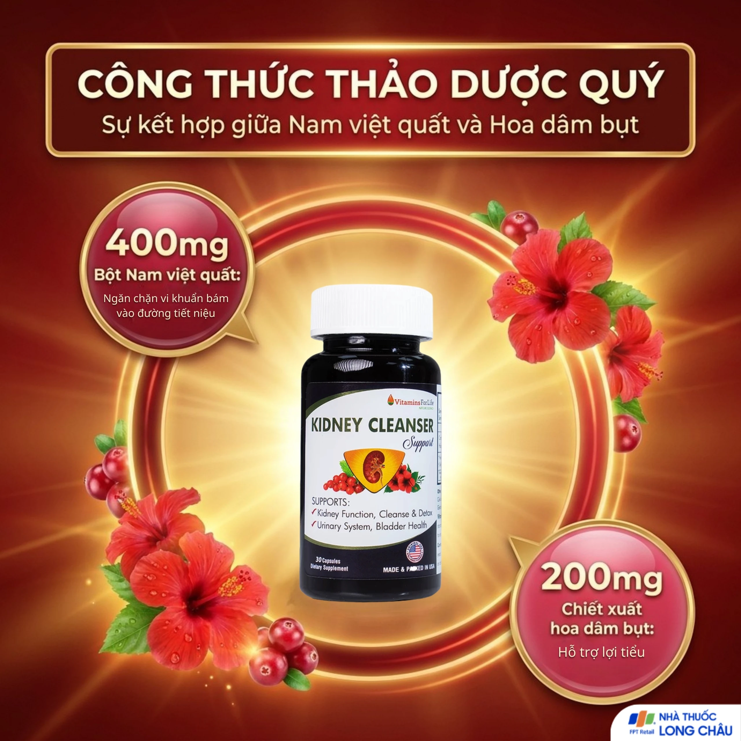 Viên uống bổ thận, hỗ trợ giảm nguy cơ viêm đường tiết niệu Kidney Cleanser Support Vitamins For Life (30 viên) 4