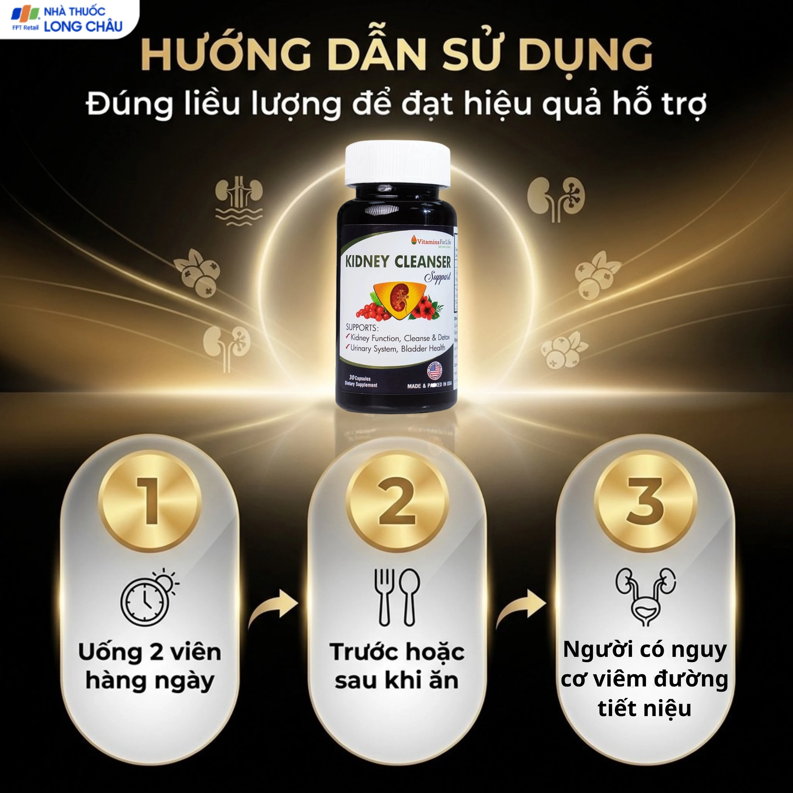 Viên uống bổ thận, hỗ trợ giảm nguy cơ viêm đường tiết niệu Kidney Cleanser Support Vitamins For Life (30 viên) 5
