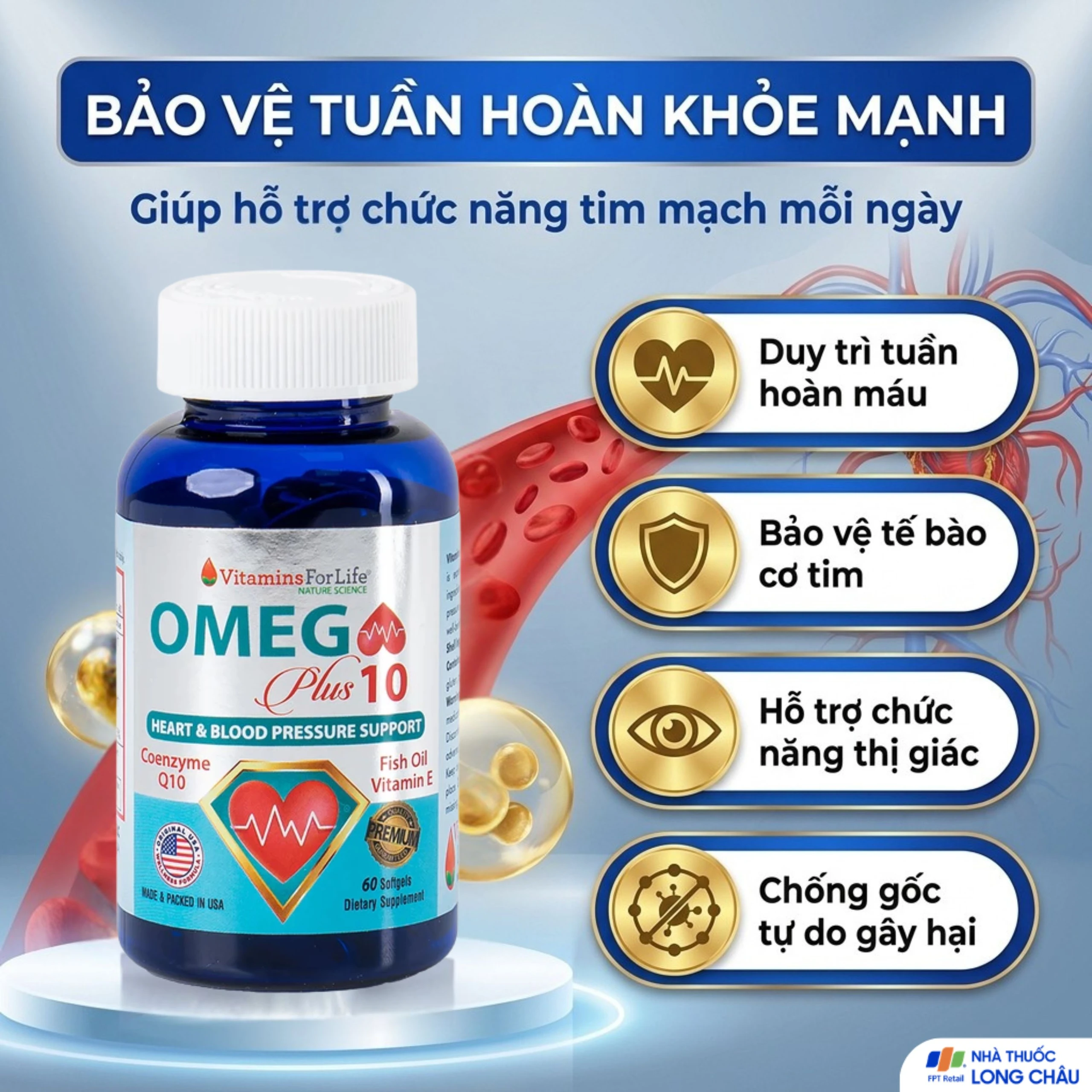 Viên uống giúp chống oxy hóa, hỗ trợ tốt cho tim mạch Omega Plus 10 Vitamins For Life (60 viên) 5