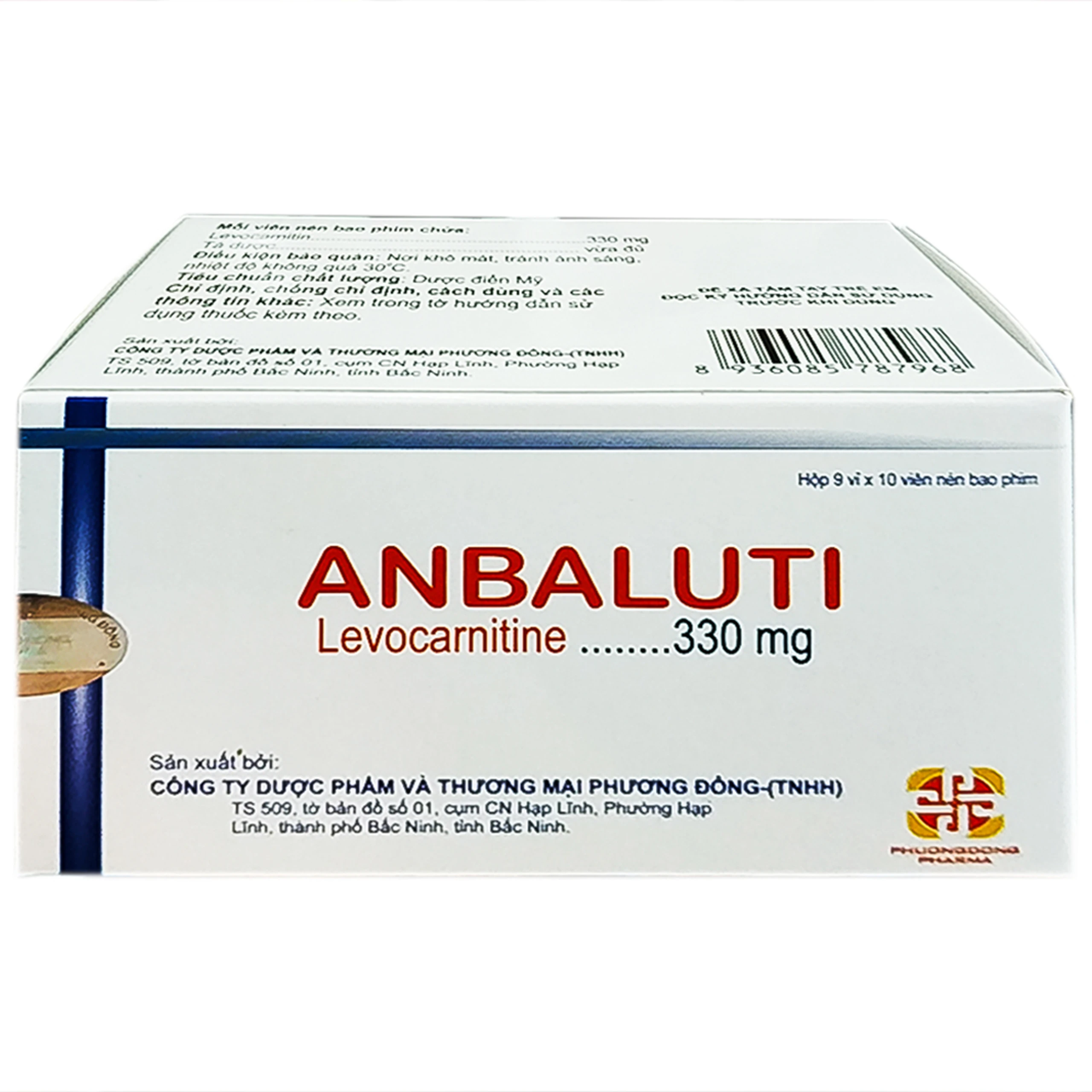 Thuốc Anbaluti 330mg Phương Đông điều trị thiếu hụt carnitine nguyên phát và thứ phát (9 vỉ x 10 viên)