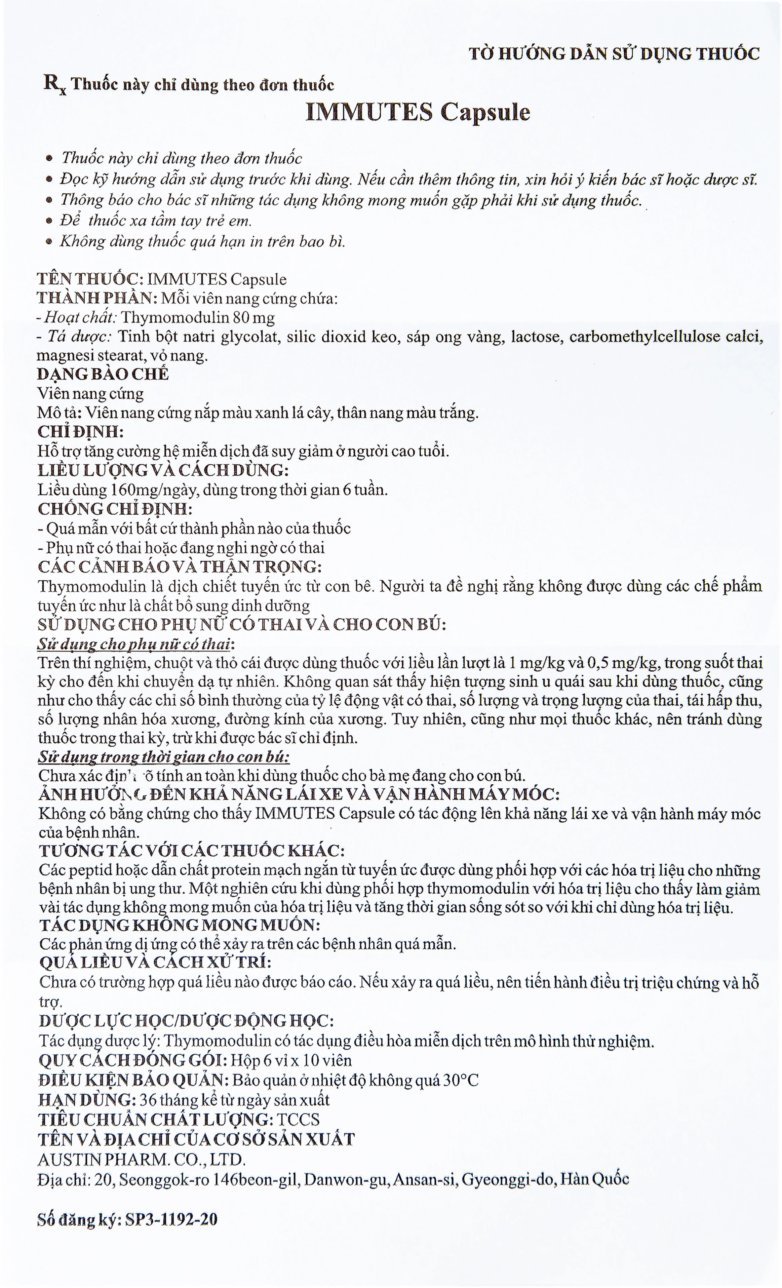 Thuốc Immutes Capsule 80mg Austin hỗ trợ tăng cường hệ miễn dịch (6 vỉ x 10 viên)