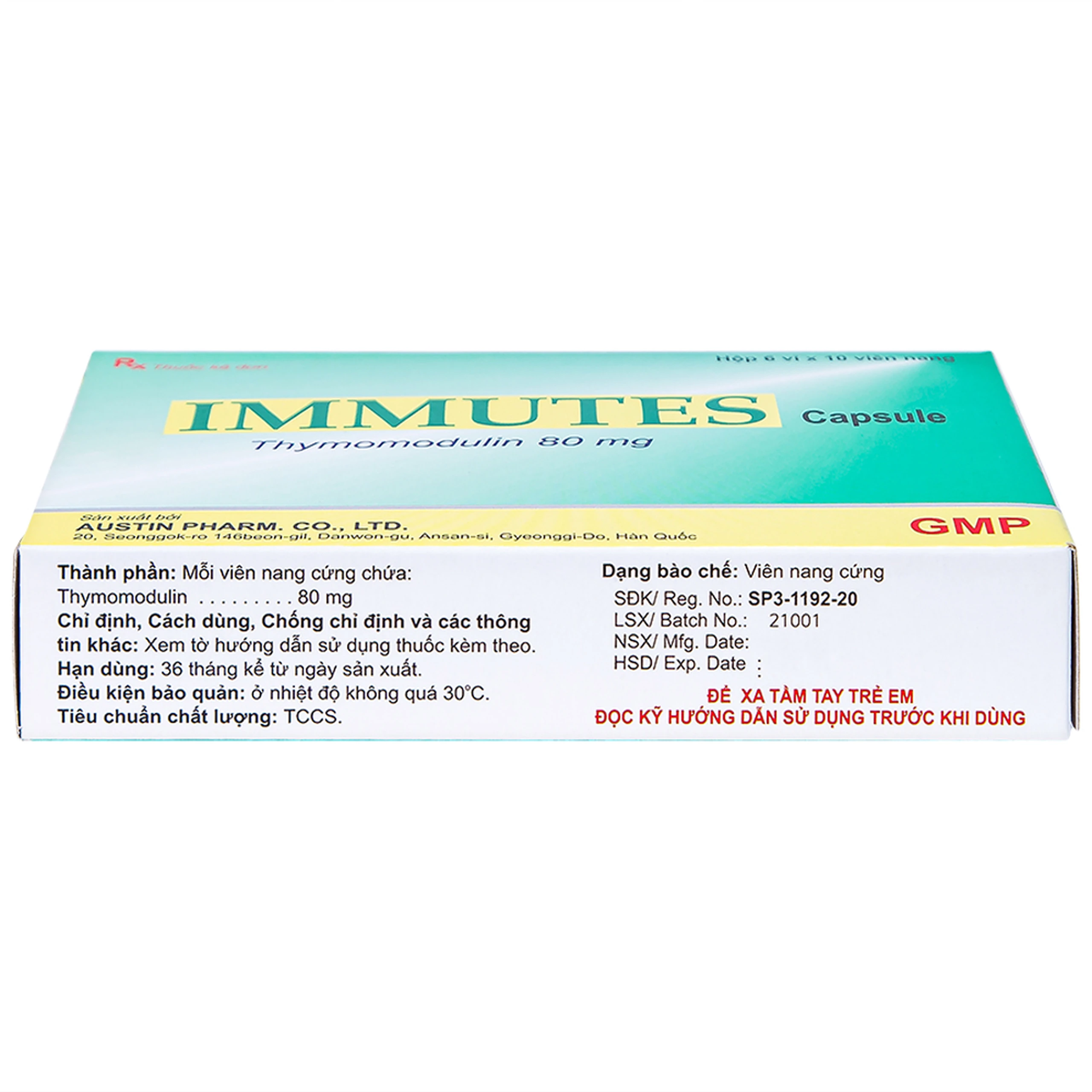 Thuốc Immutes Capsule 80mg Austin hỗ trợ tăng cường hệ miễn dịch (6 vỉ x 10 viên)