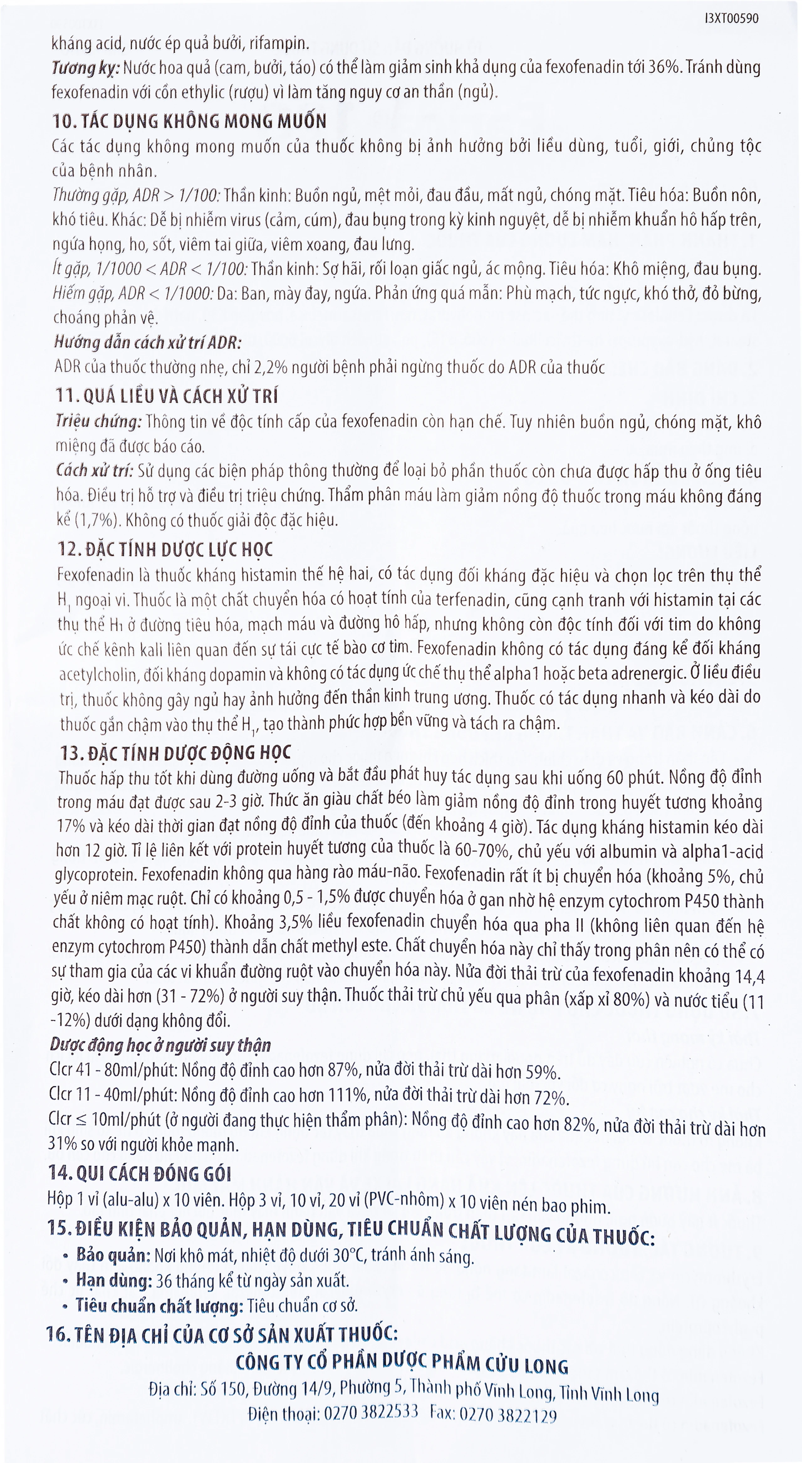 Thuốc Farica 120 Benovas điều trị viêm mũi dị ứng theo mùa (1 vỉ x 10 viên)