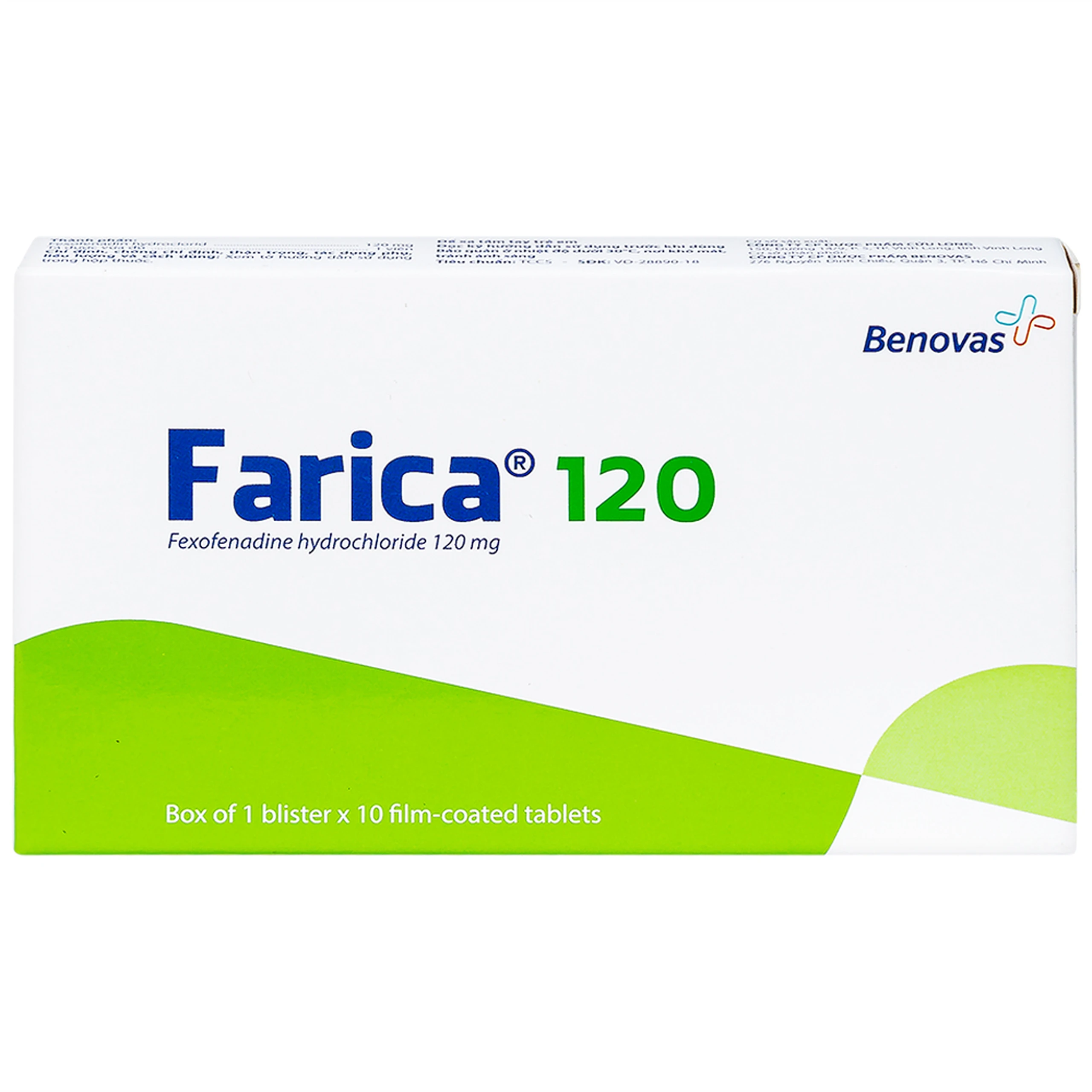 Thuốc Farica 120 Benovas điều trị viêm mũi dị ứng theo mùa (1 vỉ x 10 viên)