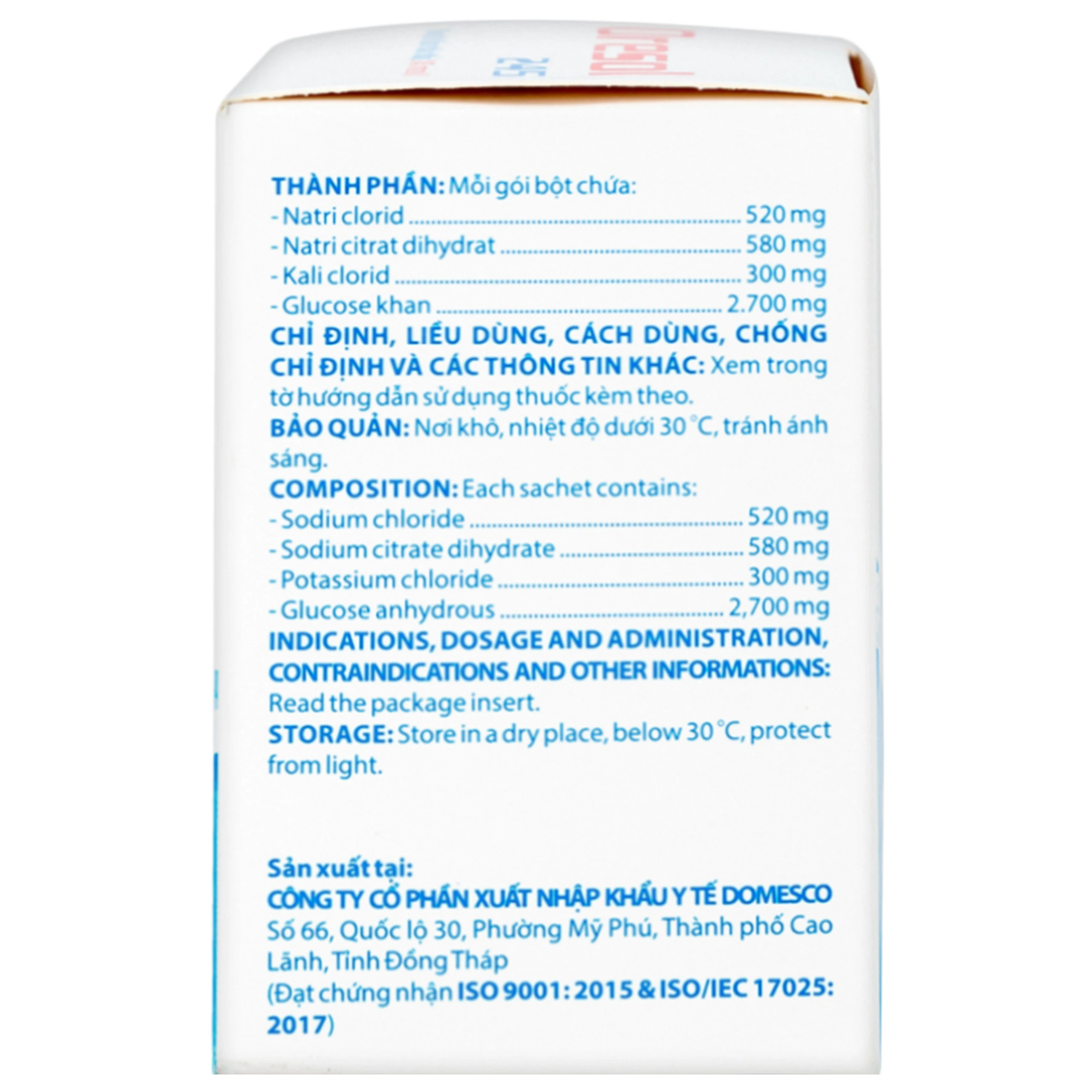 Bột pha uống Oresol 245 Domesco phòng và điều trị mất điện giải và nước trong tiêu chảy (20 gói)