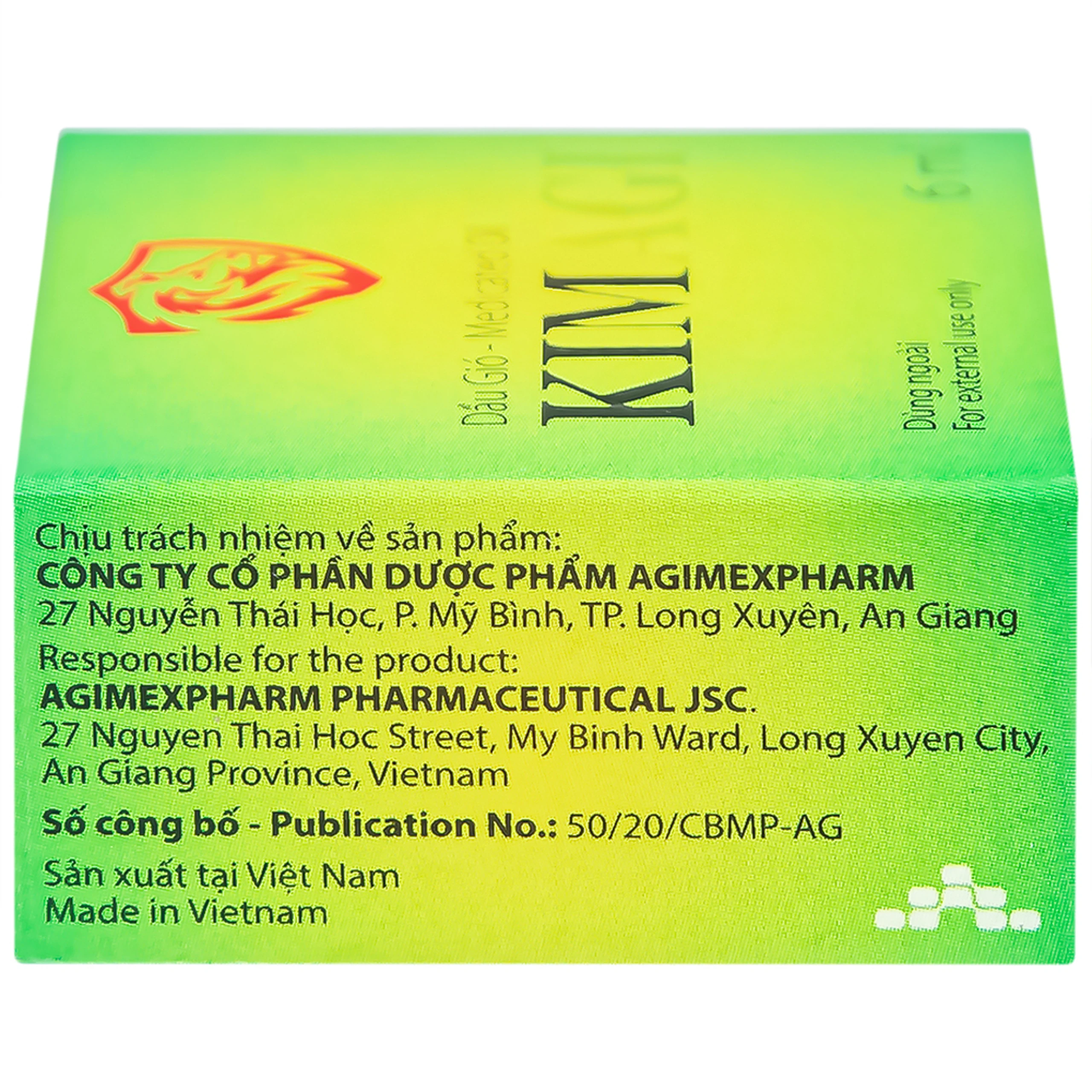 Dầu gió Kimagi Agimexpharm giảm đau, giải cảm, giúp thư giãn cơ bắp (10 chai x 6ml)