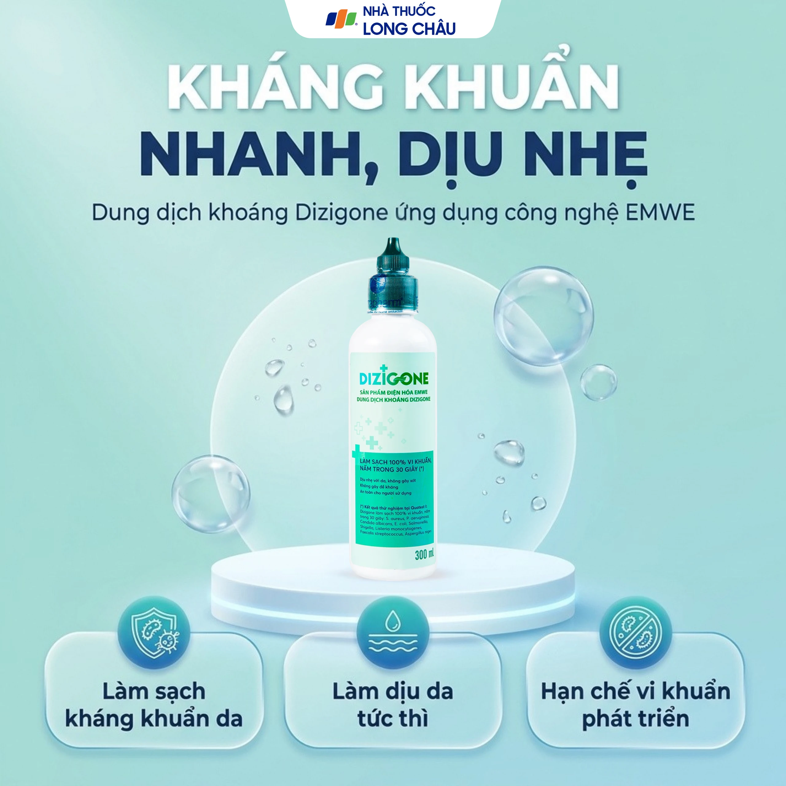 Dung dịch kháng khuẩn Dizigone Terrapharm tiêu diệt vi khuẩn, vi nấm (300ml) 2