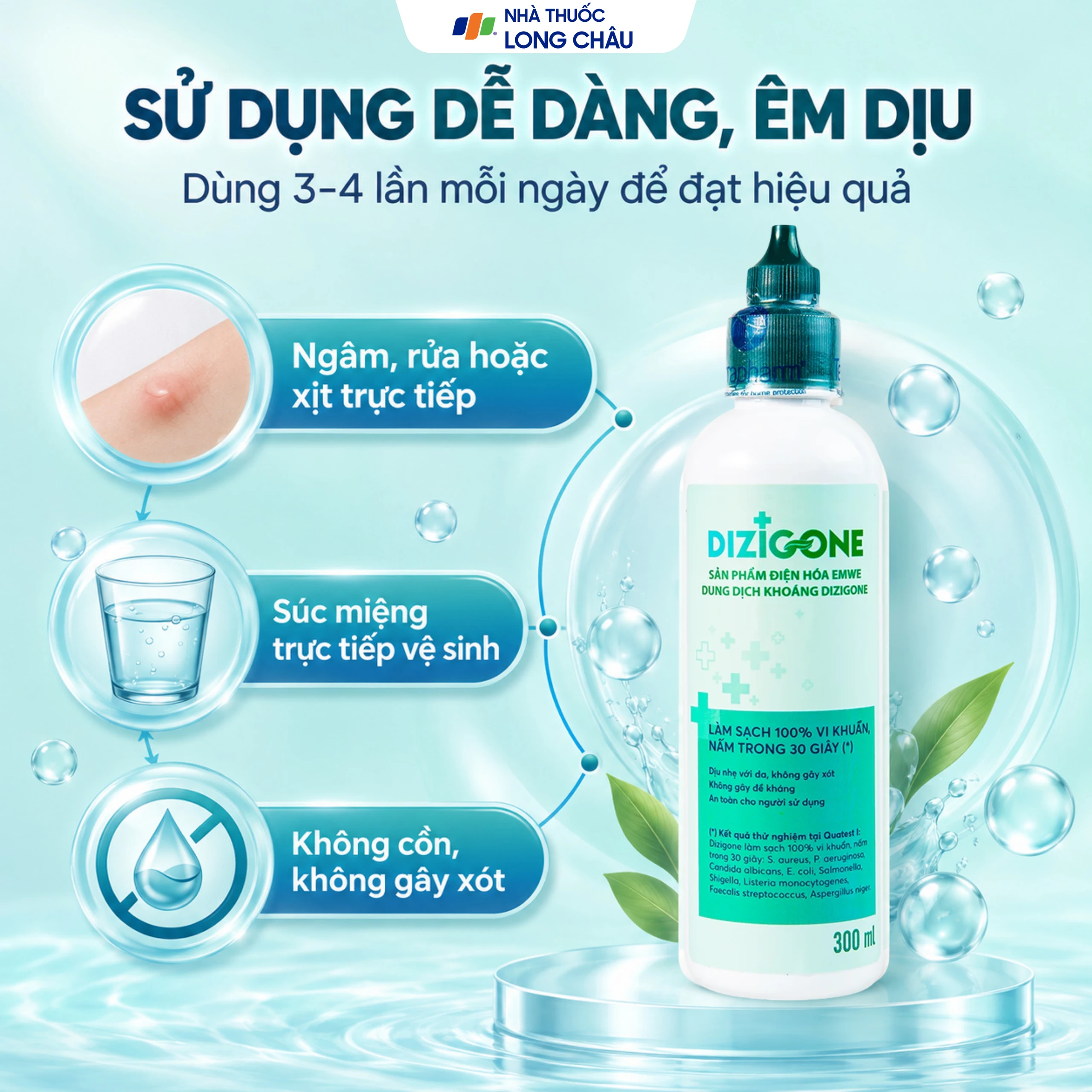 Dung dịch kháng khuẩn Dizigone Terrapharm tiêu diệt vi khuẩn, vi nấm (300ml) 5