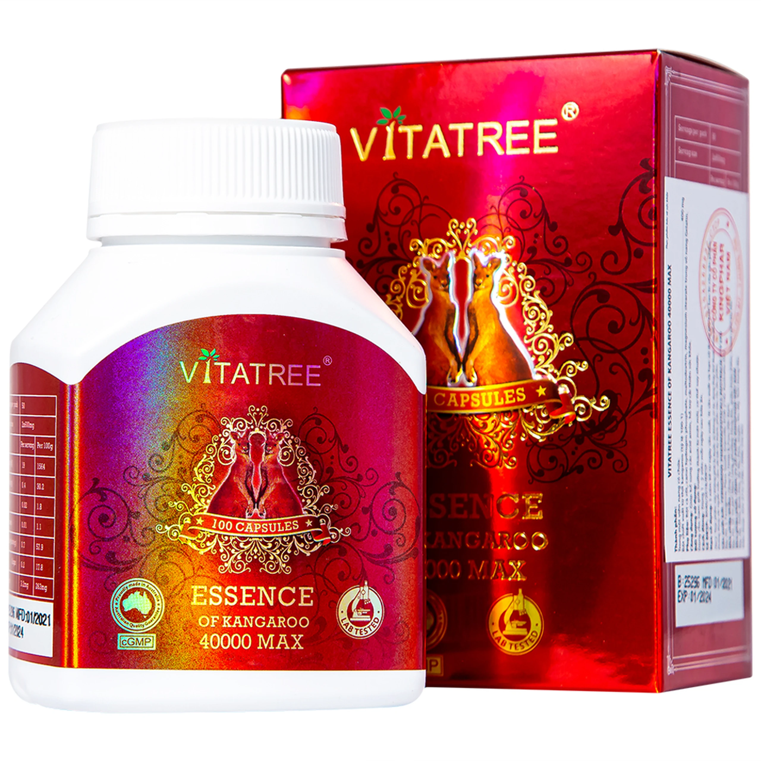 Viên uống hỗ trợ cải thiện sức khỏe cho nam giới Vitatree Essence Of Kangaroo 40000 Max (100 viên)