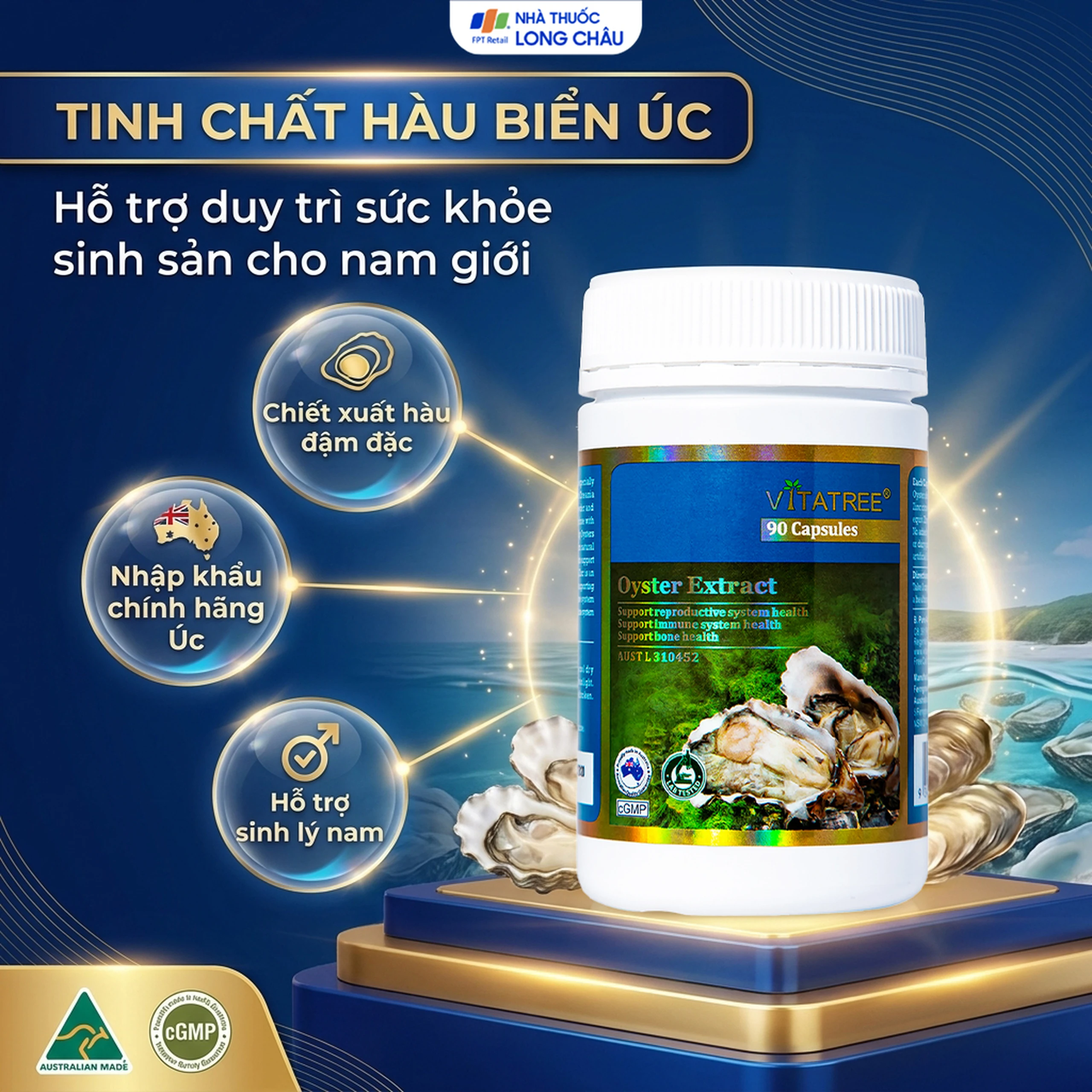 Viên uống hỗ trợ duy trì sức khỏe sinh sản cho nam giới Vitatree Oyster Extract (90 viên) 2