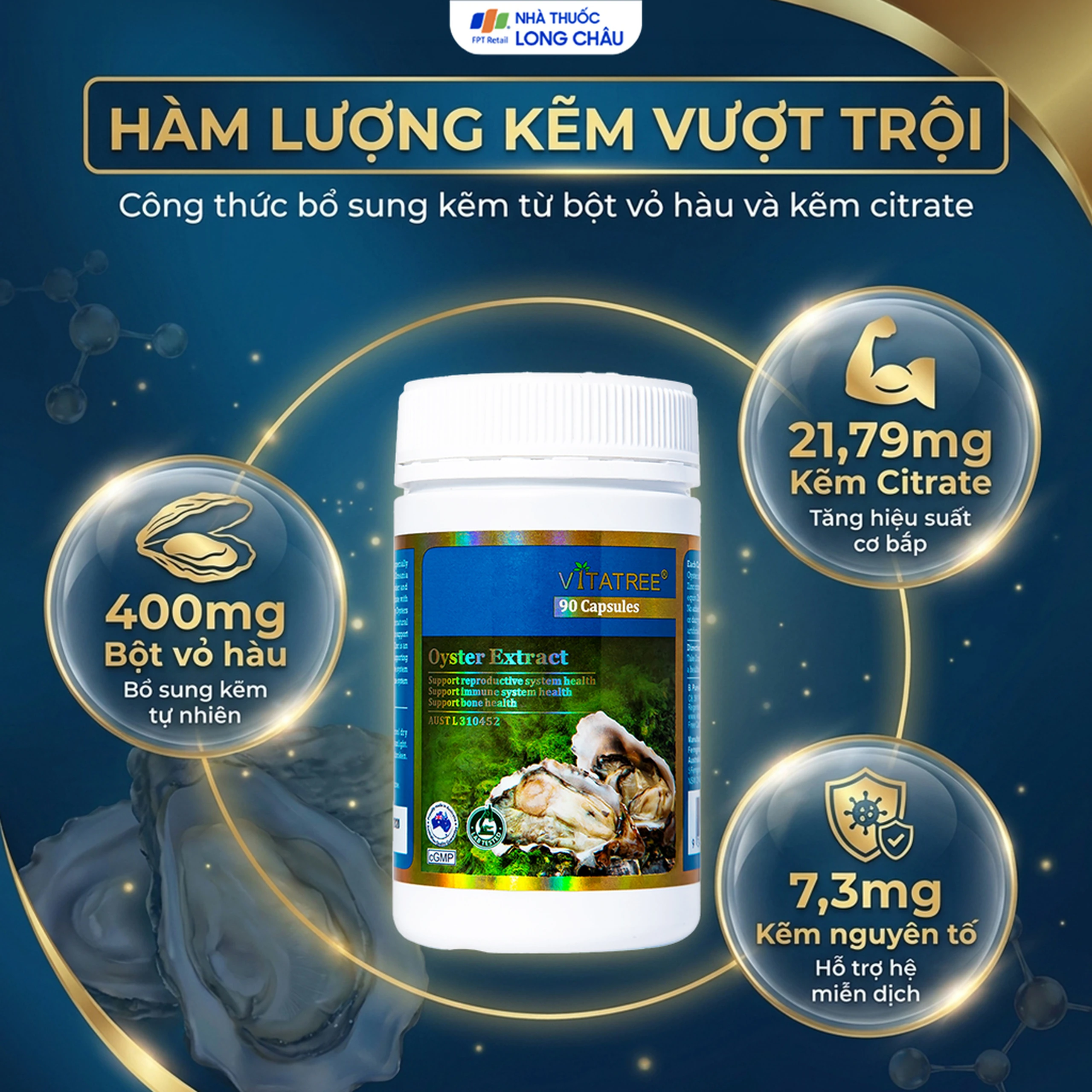 Viên uống hỗ trợ duy trì sức khỏe sinh sản cho nam giới Vitatree Oyster Extract (90 viên) 4