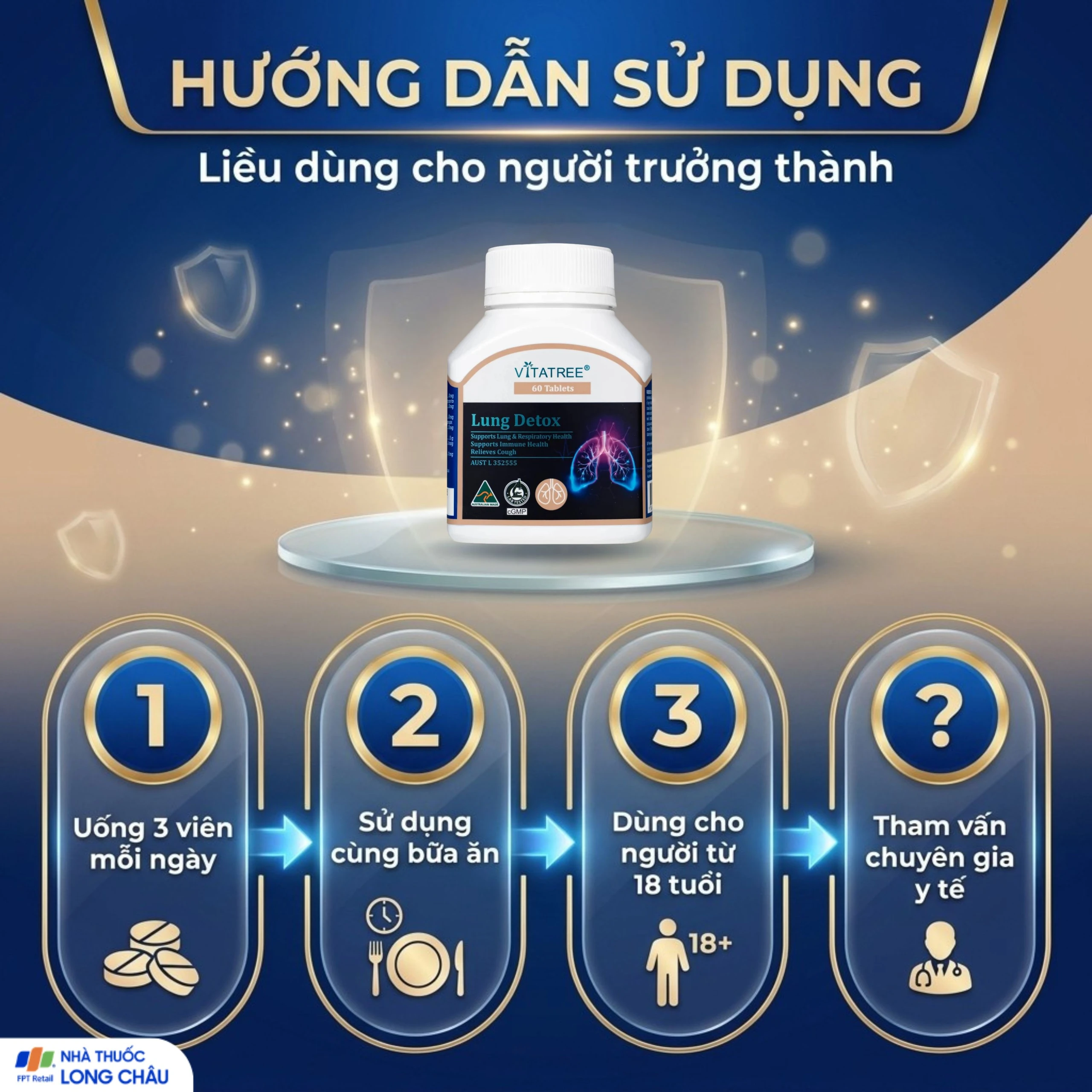 Viên uống hỗ trợ giảm ho, tăng cường sức đề kháng Vitatree Lung Detox (Hộp 60 viên) 5