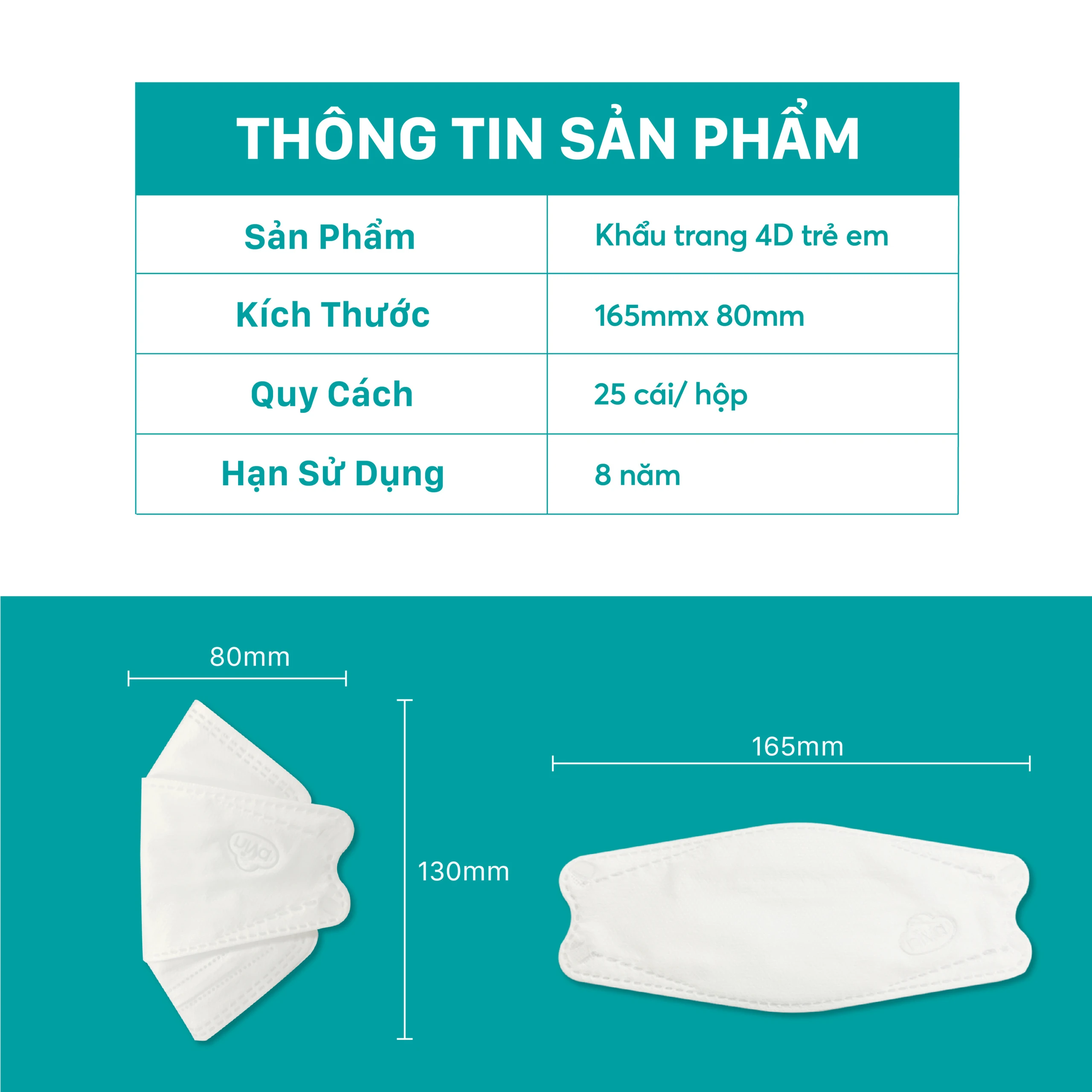 Khẩu trang trẻ em 4 lớp Niva 4D Kids (25 cái) thoáng khí, ngăn chặn vi khuẩn, giọt bắn 2
