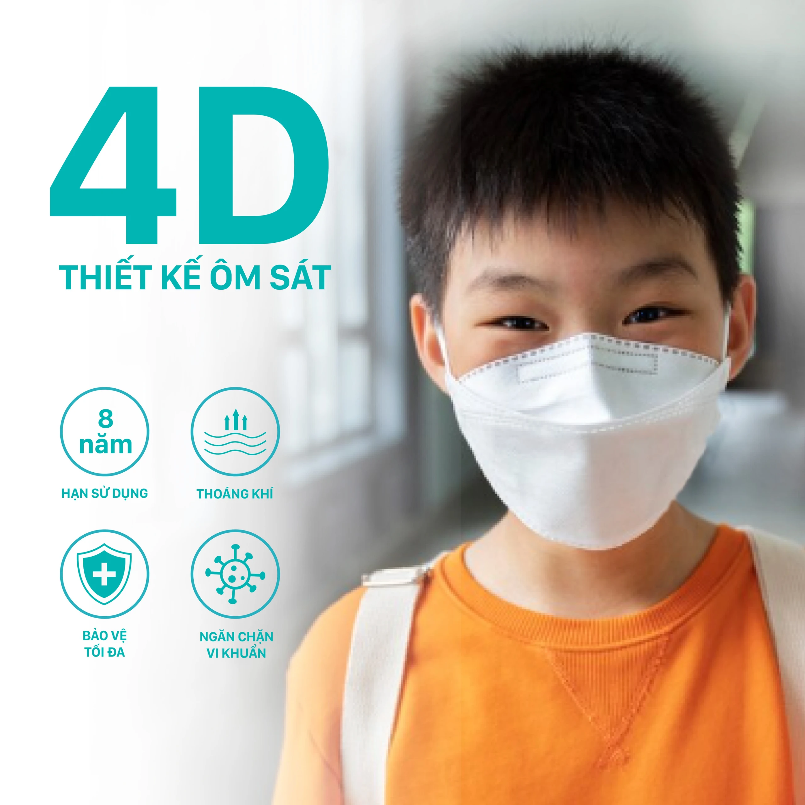 Khẩu trang trẻ em 4 lớp Niva 4D Kids (25 cái) thoáng khí, ngăn chặn vi khuẩn, giọt bắn 7