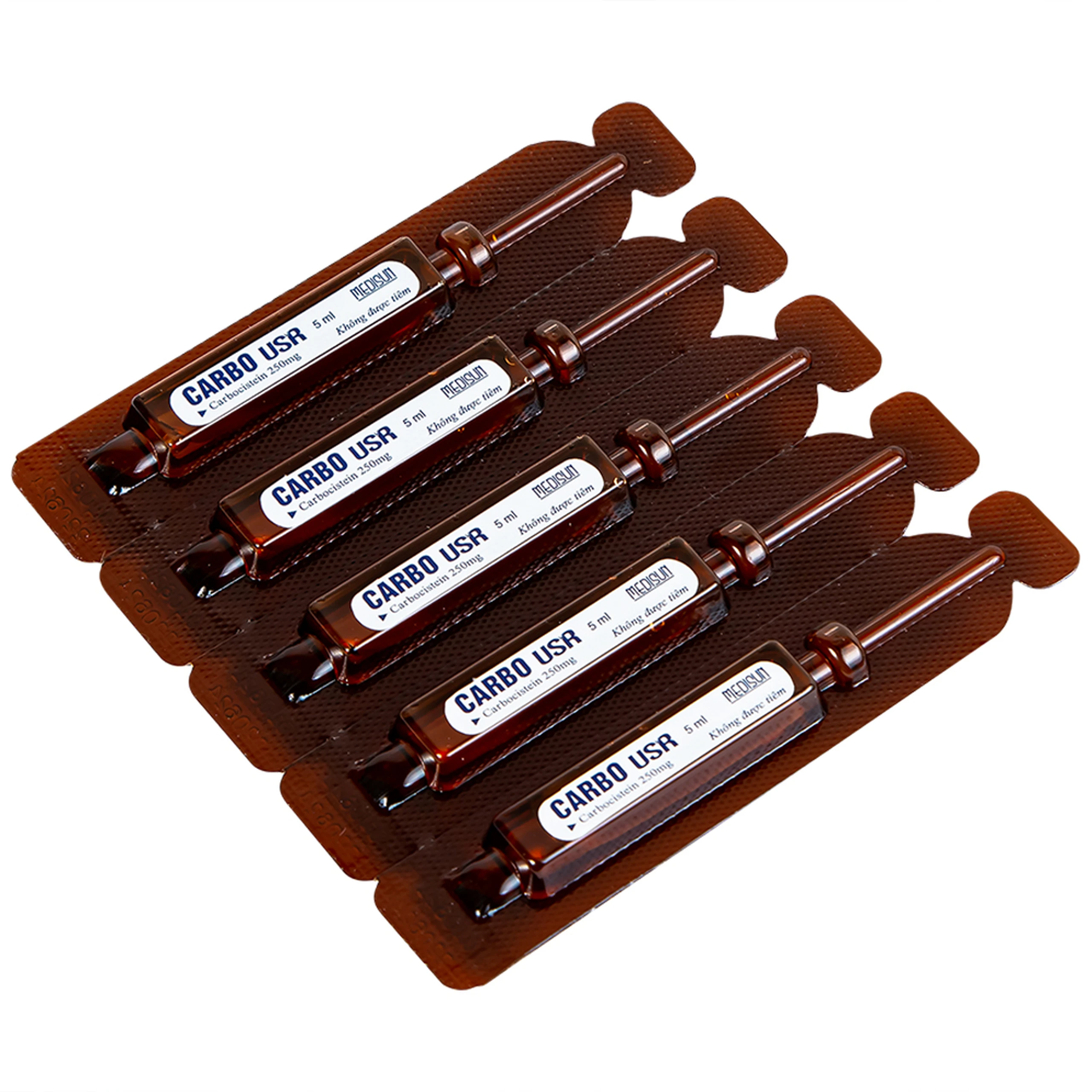 Thuốc Carbo USR 250mg Medisun điều trị rối loạn đường hô hấp (4 vỉ x 5 ống)