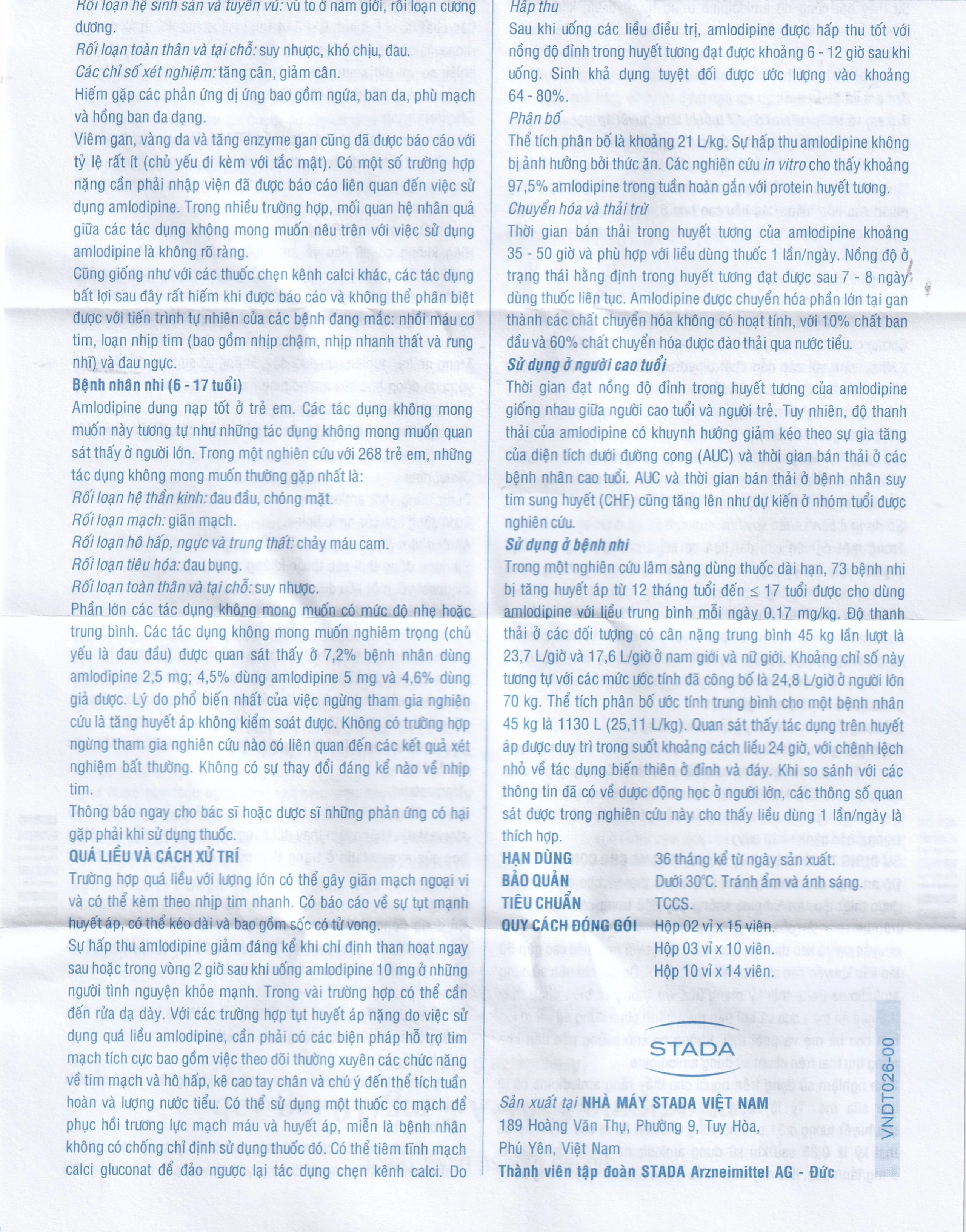Thuốc Amlodipine Stada 10mg Tab điều trị tăng huyết áp, đau thắt ngực (10 vỉ x 14 viên)
