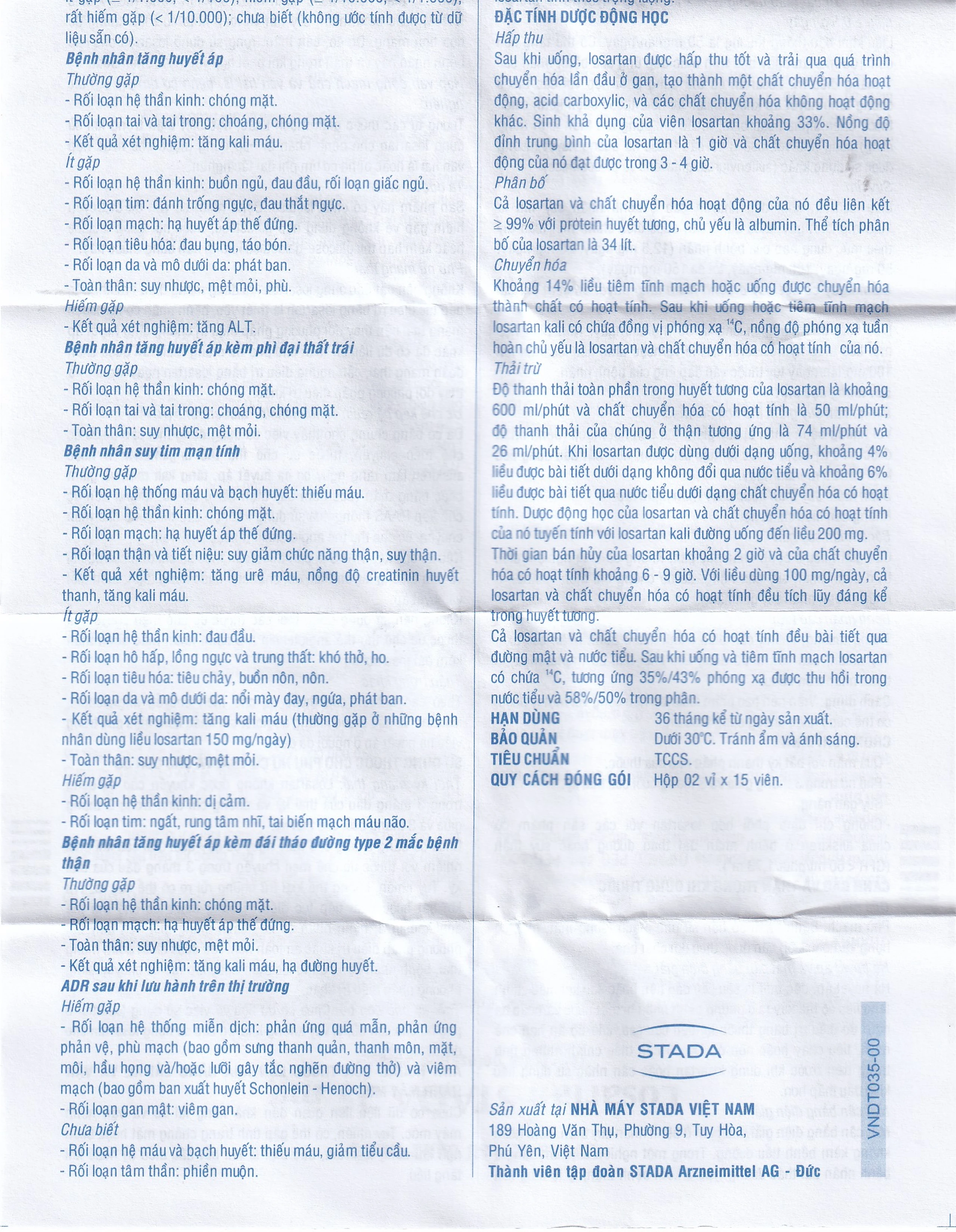 Viên nén Losartan Stada 25mg điều trị tăng huyết áp, giảm nguy cơ đột quỵ (2 vỉ x 15 viên)