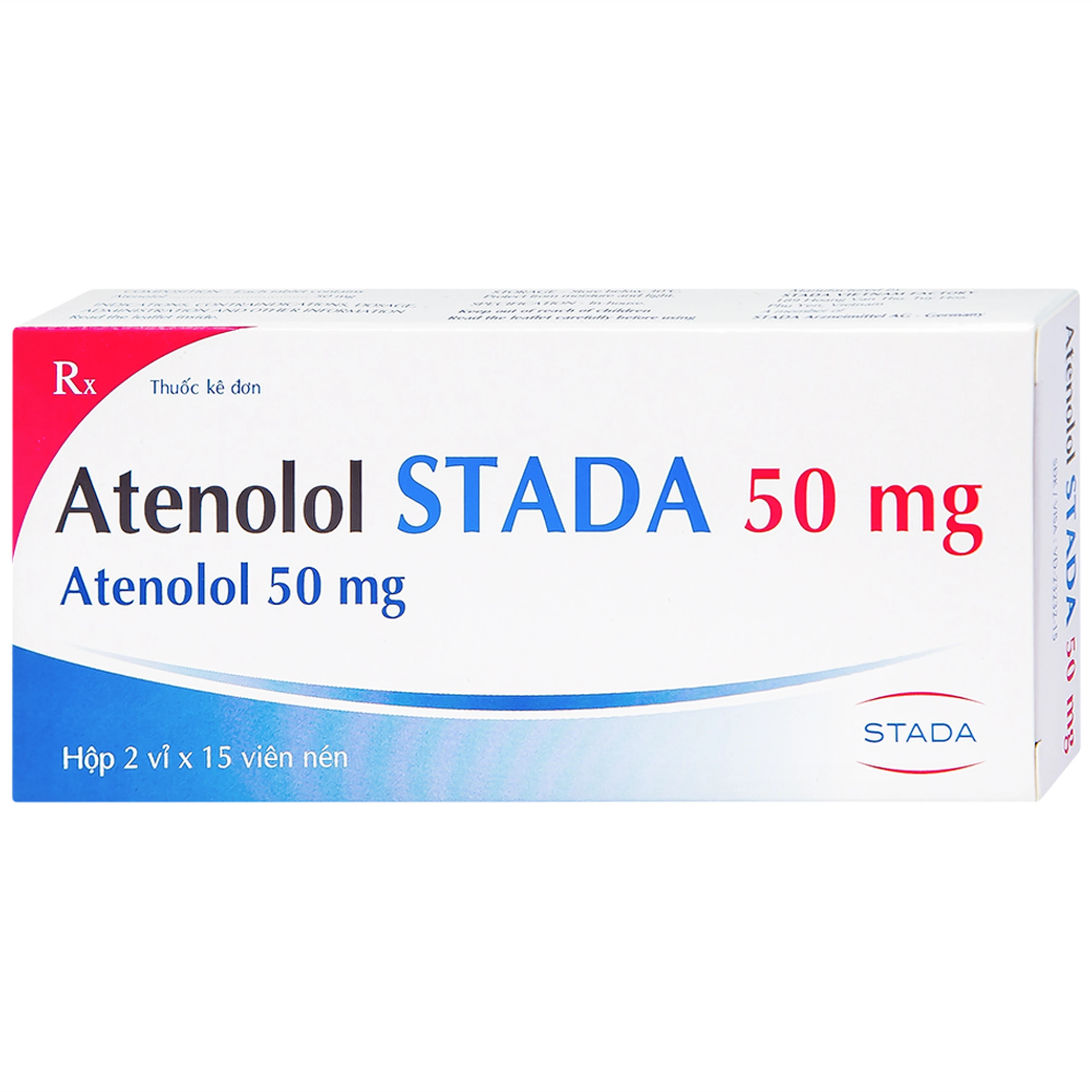 Thuốc Atenolol Stada 50mg điều trị tăng huyết áp, đau thắt ngực (2 vỉ x 15 viên)