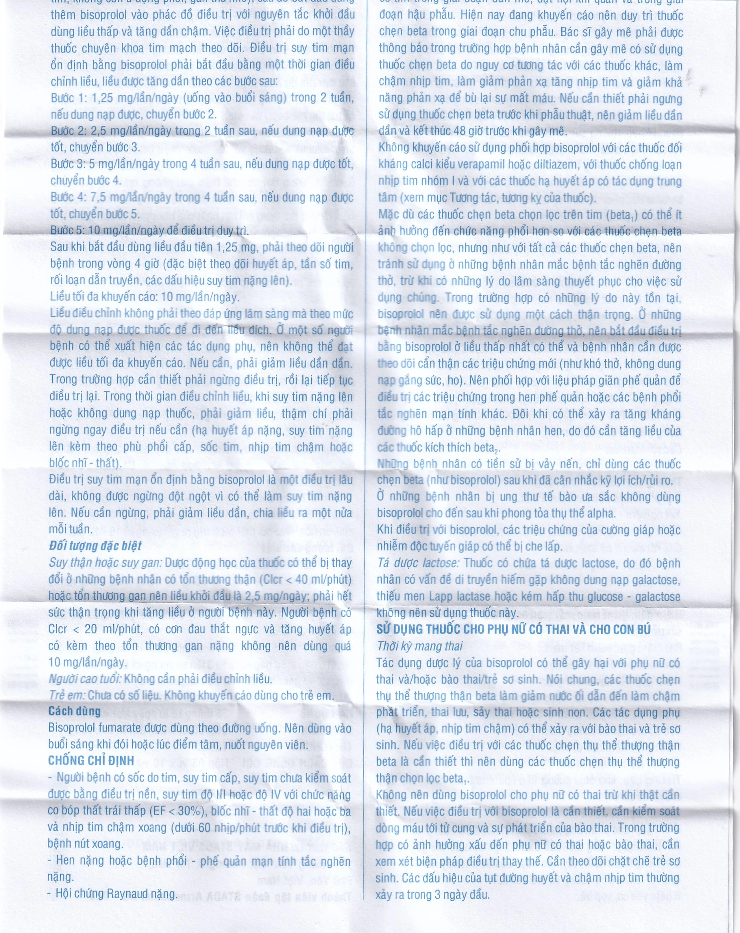 Thuốc Bisoprolol Stada 5mg điều trị tăng huyết áp, đau thắt ngực mạn tính ổn định (3 vỉ x 10 viên)