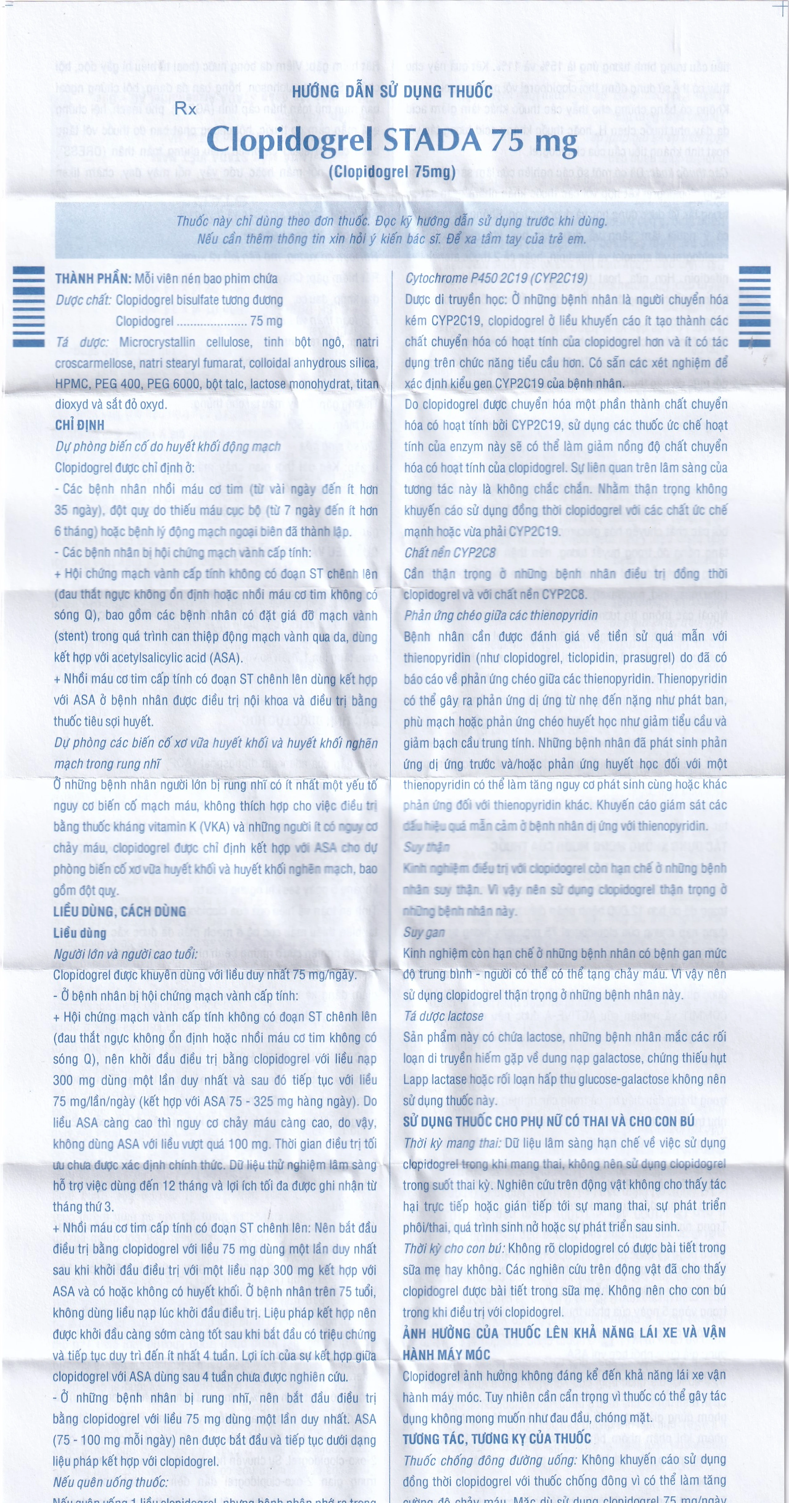 Thuốc Clopidogrel Stada 75mg dự phòng biến cố do huyết khối động mạch (2 vỉ x 14 viên)