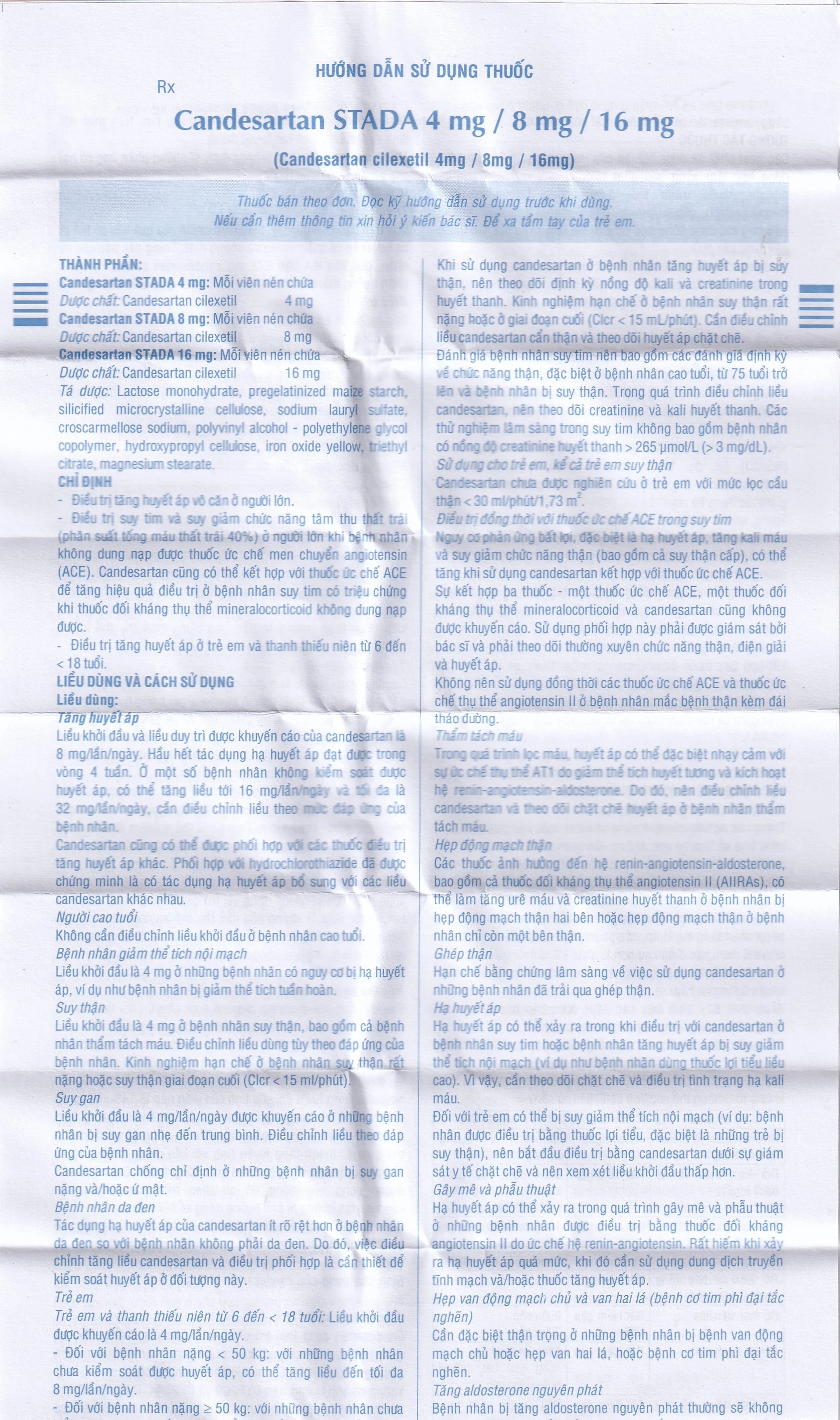 Thuốc Candesartan Stada 16mg điều trị tăng huyết áp vô căn, suy tim (2 vỉ x 14 viên)