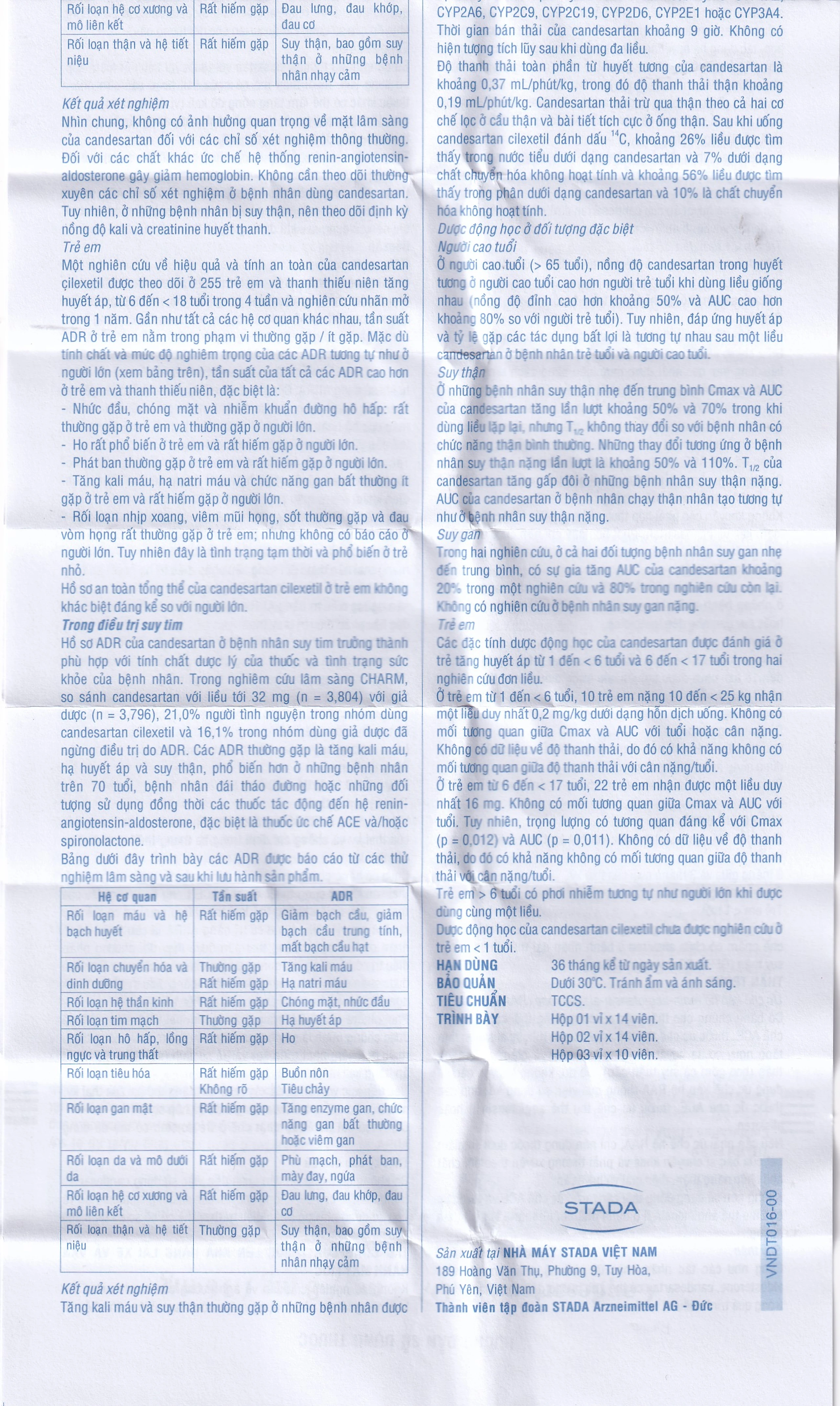 Thuốc Candesartan Stada 16mg điều trị tăng huyết áp vô căn, suy tim (2 vỉ x 14 viên)