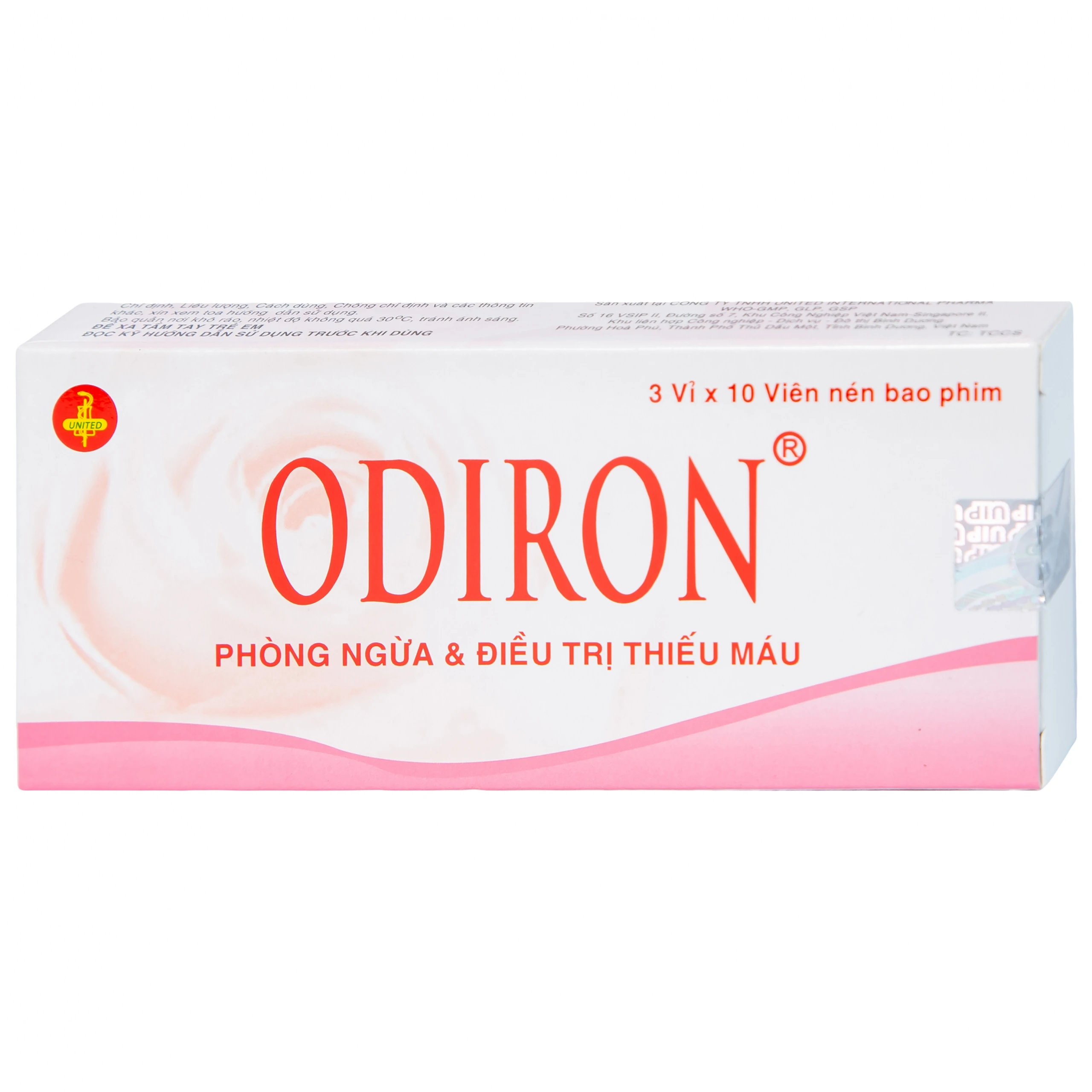 Viên nén Odiron United phòng ngừa và điều trị thiếu máu (3 vỉ x 10 viên) 