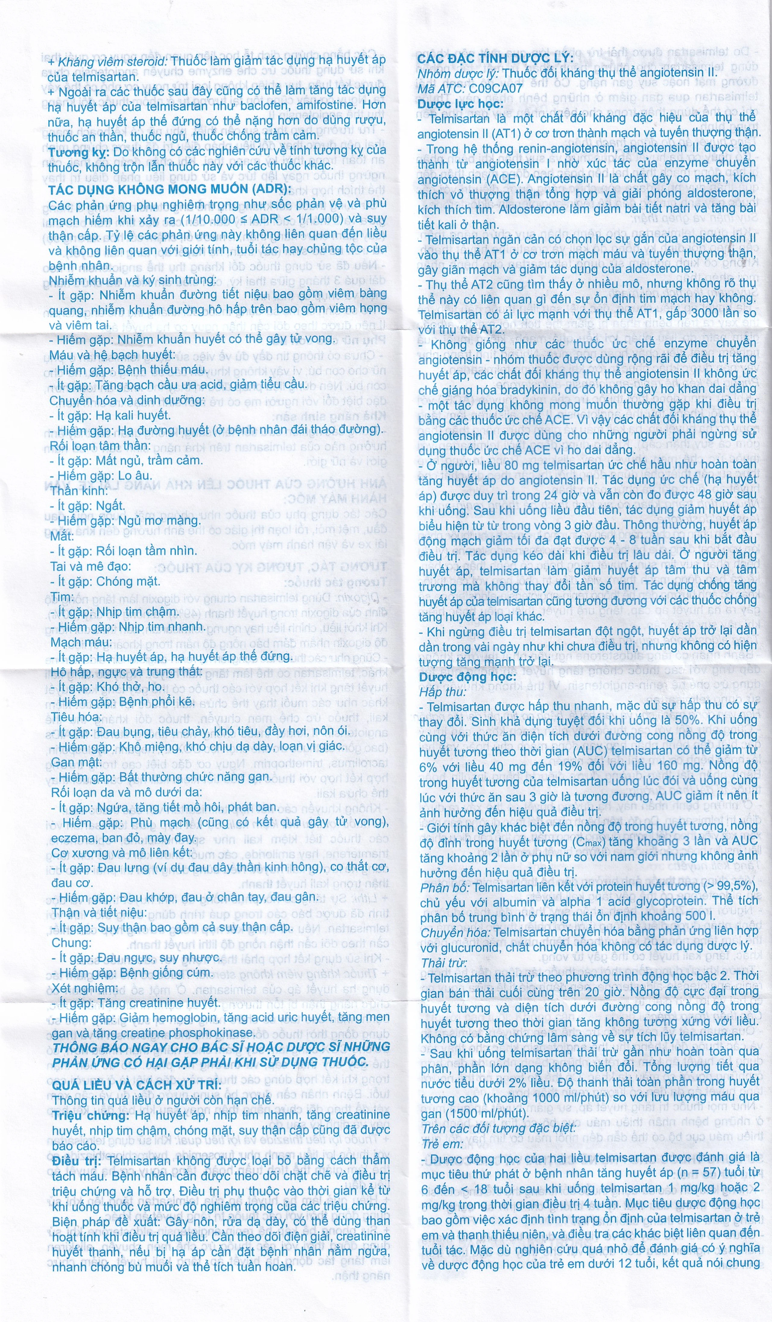 Thuốc Telmisartan 40 A.T An Thiên điều trị tăng huyết áp (3 vỉ x 10 viên)