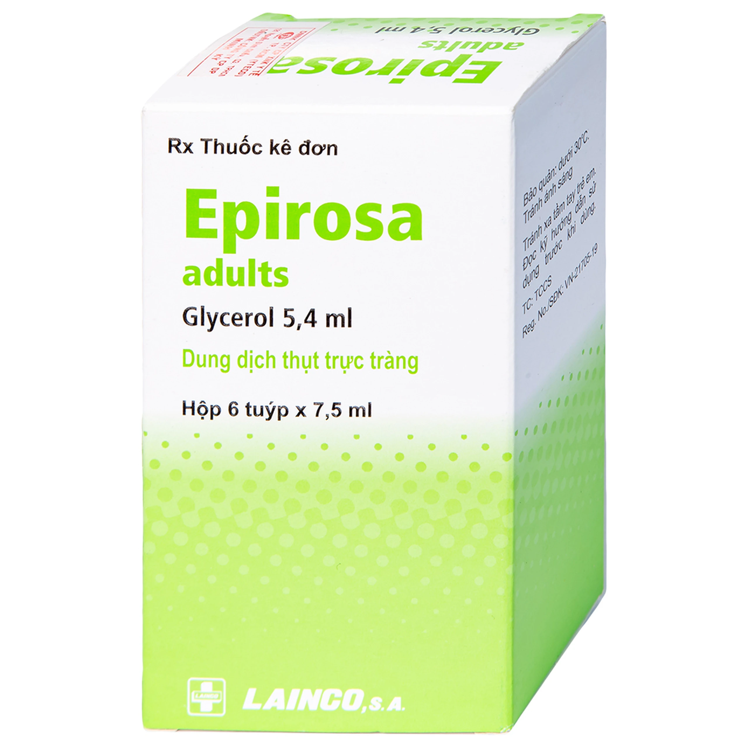 Dung dịch thụt trực tràng Epirosa Adults Lainco giảm triệu chứng táo bón (6 tuýp x 7.5ml)