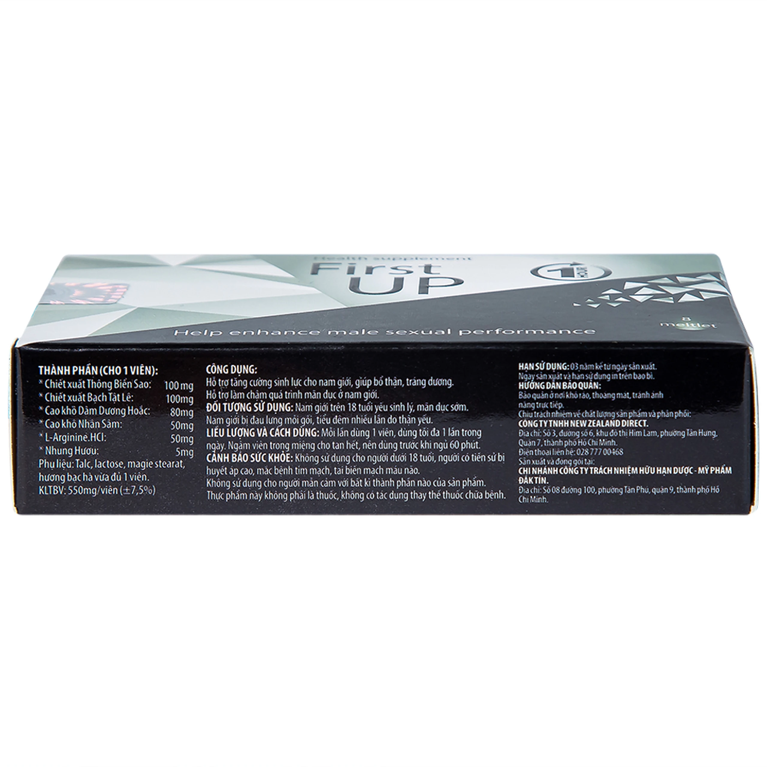 Viên ngậm hỗ trợ tăng cường sinh lực cho nam giới First Up 1 Hour (2 vỉ x 4 viên)