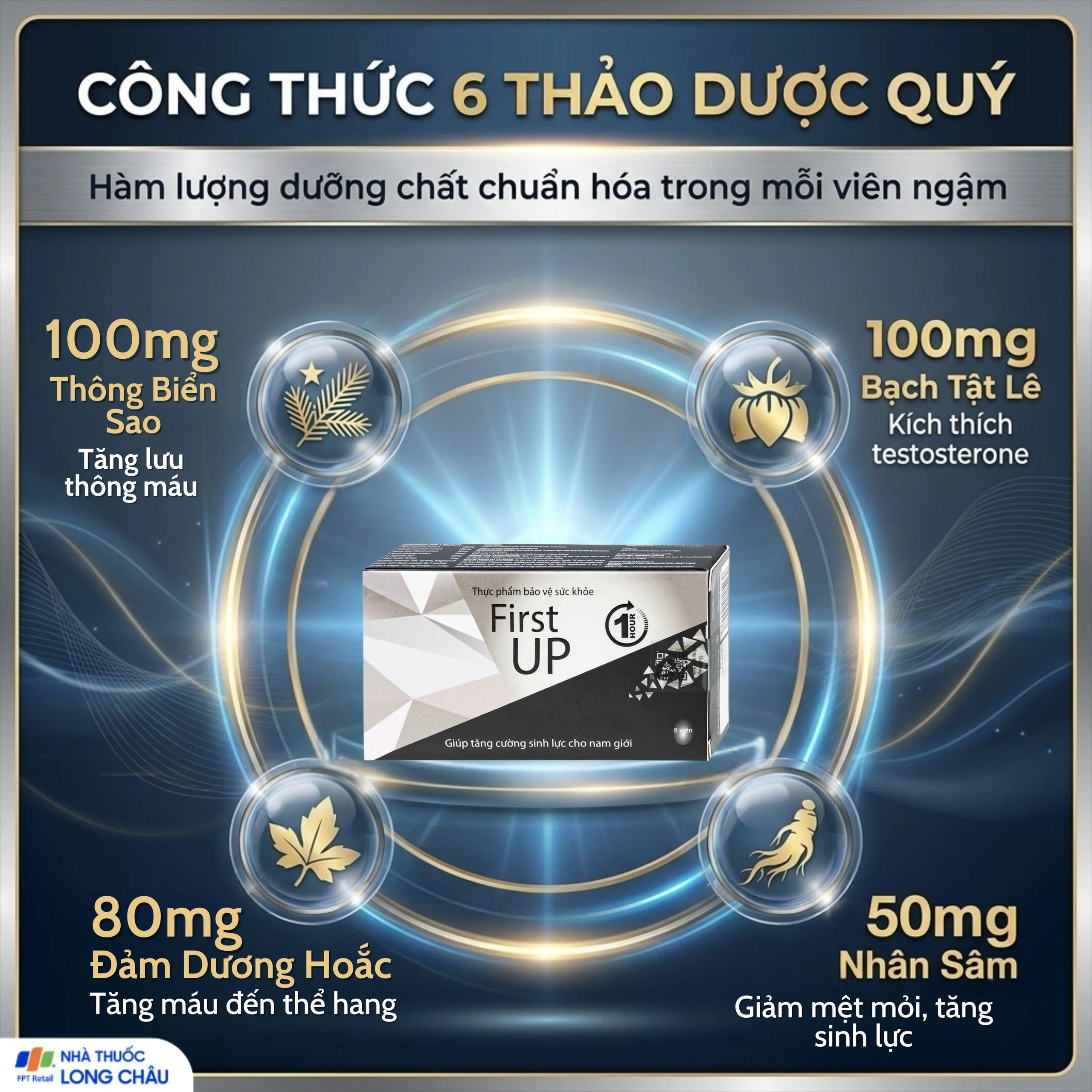 Viên ngậm hỗ trợ tăng cường sinh lực cho nam giới First Up 1 Hour (2 vỉ x 4 viên) 3