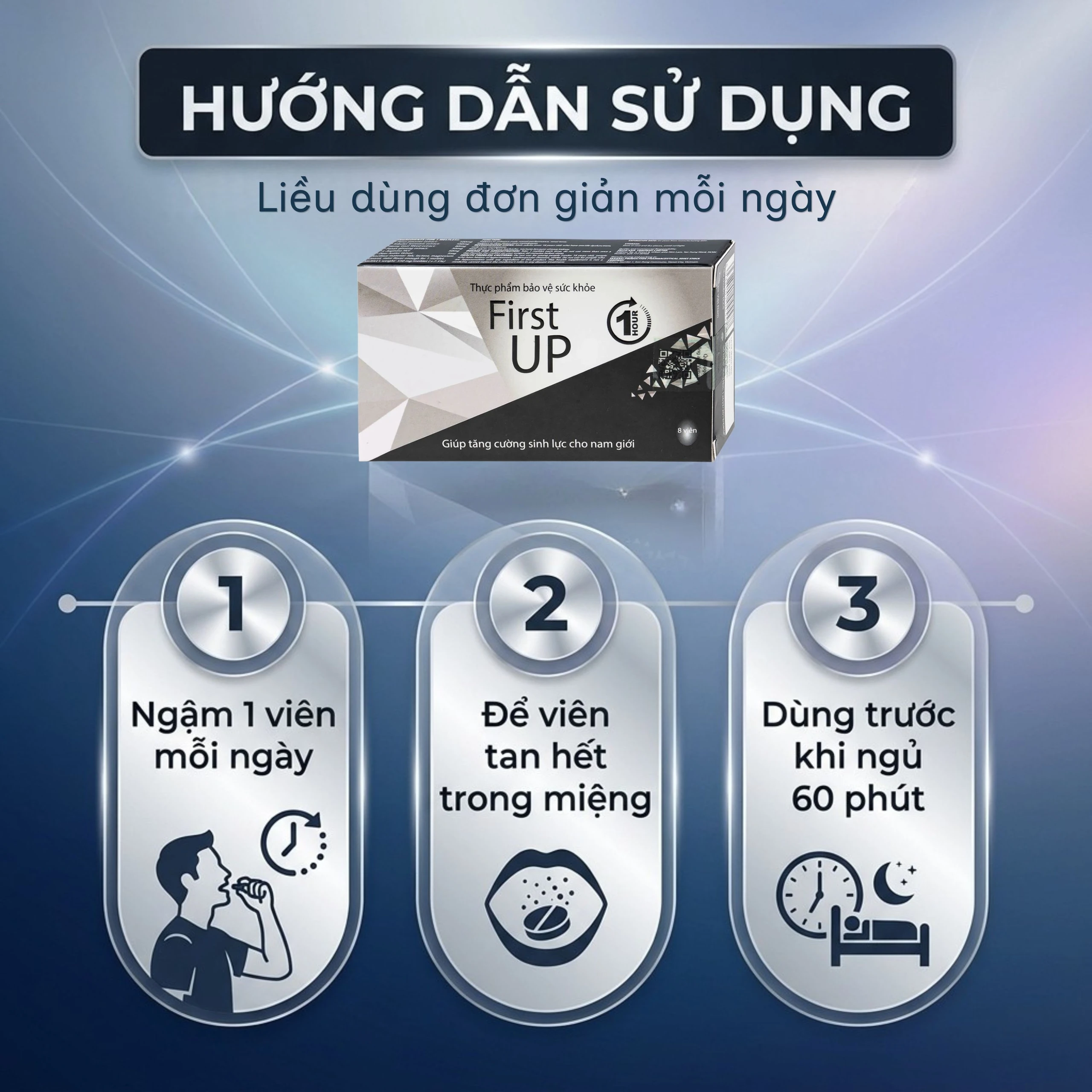 Viên ngậm hỗ trợ tăng cường sinh lực cho nam giới First Up 1 Hour (2 vỉ x 4 viên) 5