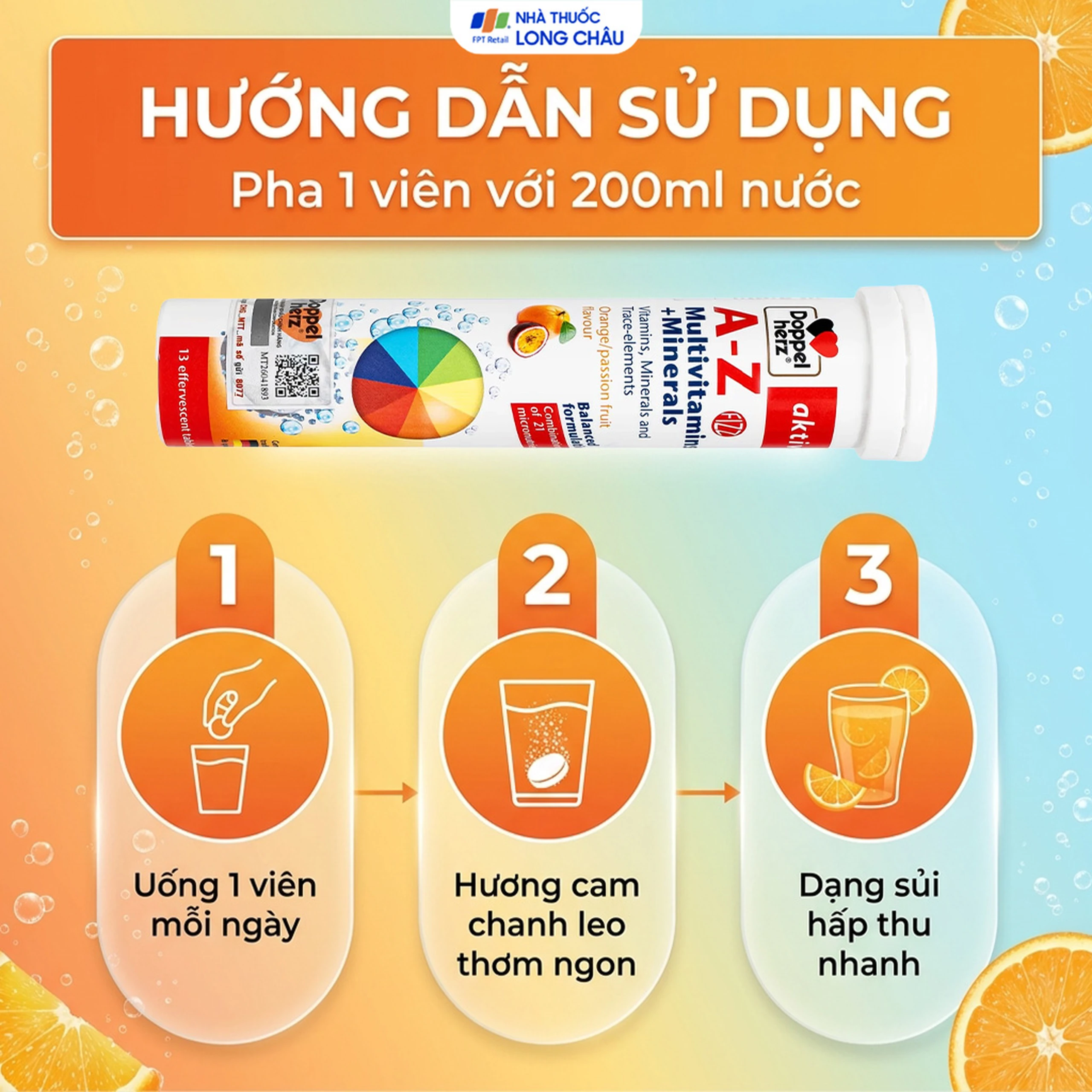 Viên sủi giúp tăng sức đề kháng A-Z Fizz Doppelherz (13 viên) 5