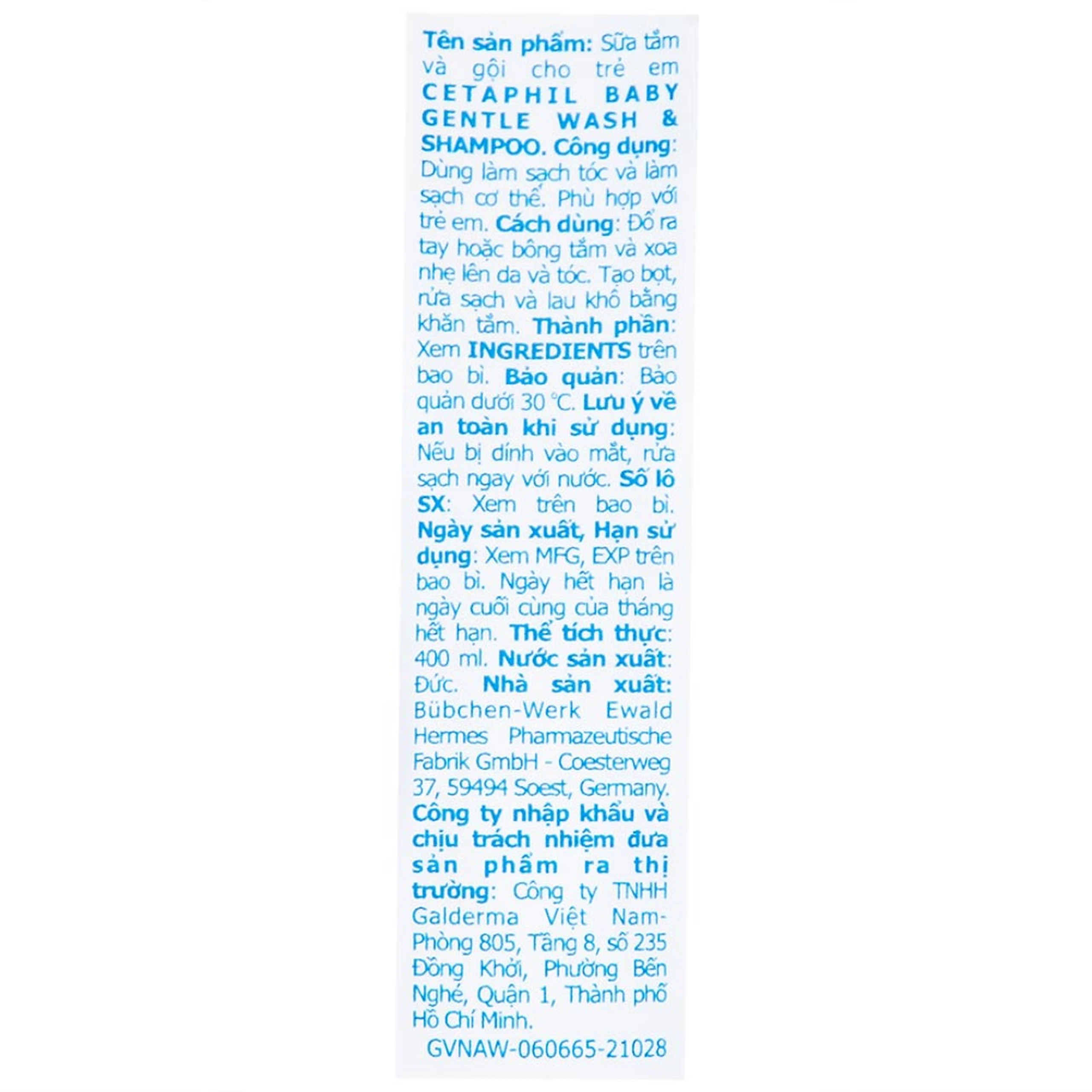 Sữa tắm gội em bé Cetaphil Baby Gentle Wash and Shampoo dịu nhẹ (400ml)