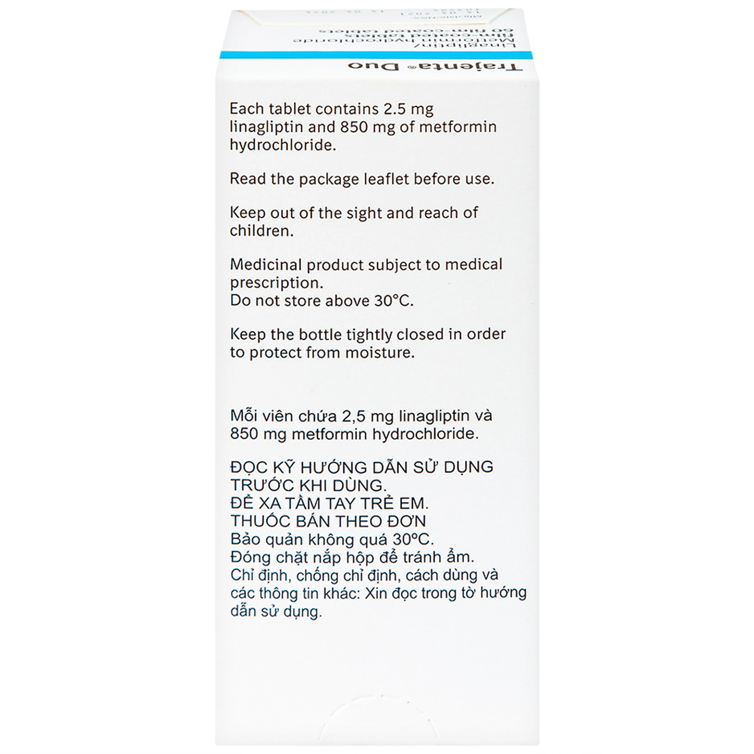 Thuốc Trajenta Duo 2.5mg/850mg Boehringer Ingelheim kiểm soát đường huyết ở bệnh đái tháo đường típ 2 (60 viên)