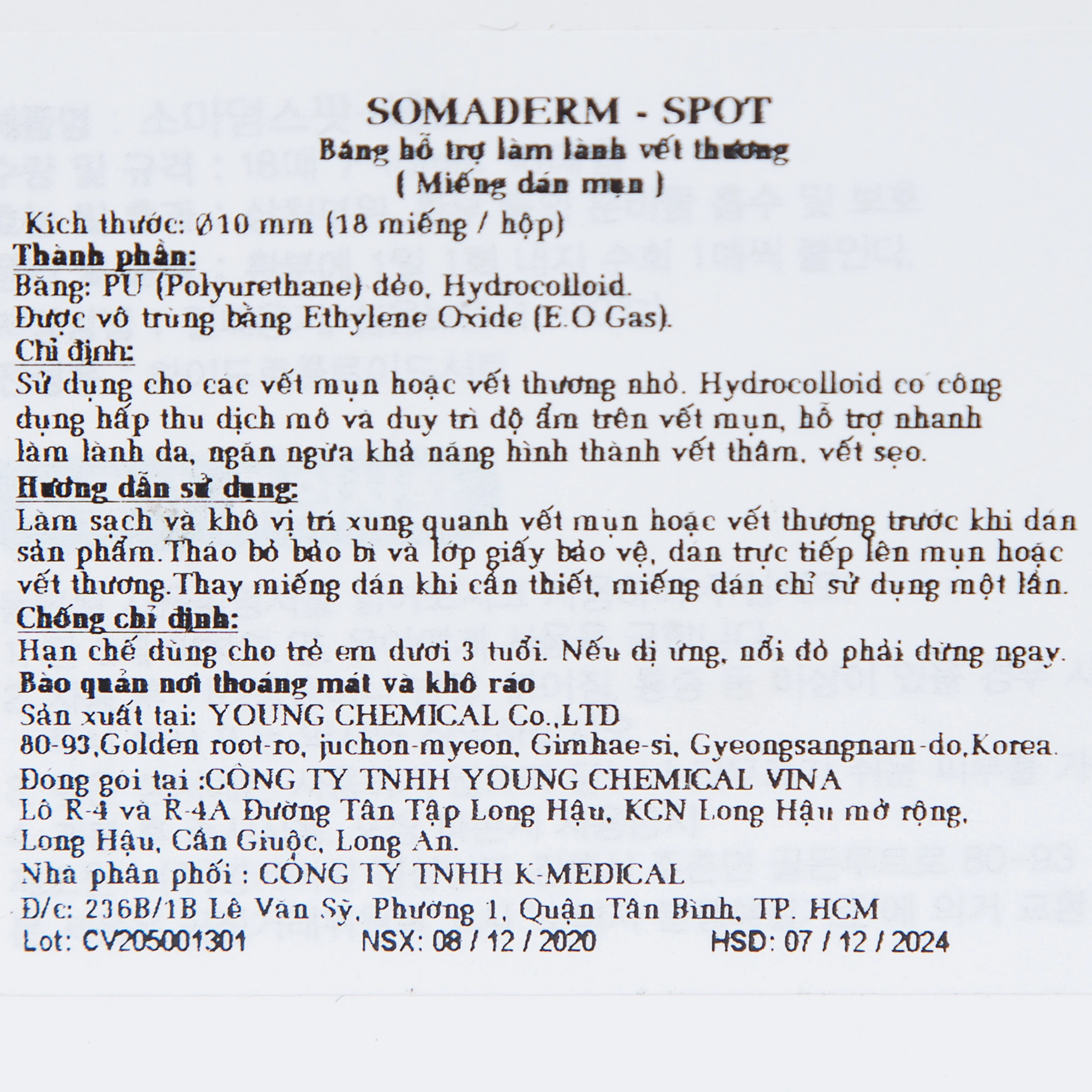 Miếng dán mụn Somaderm Spot (18 miếng) giúp hút mụn, làm lành vết thương sau mụn 